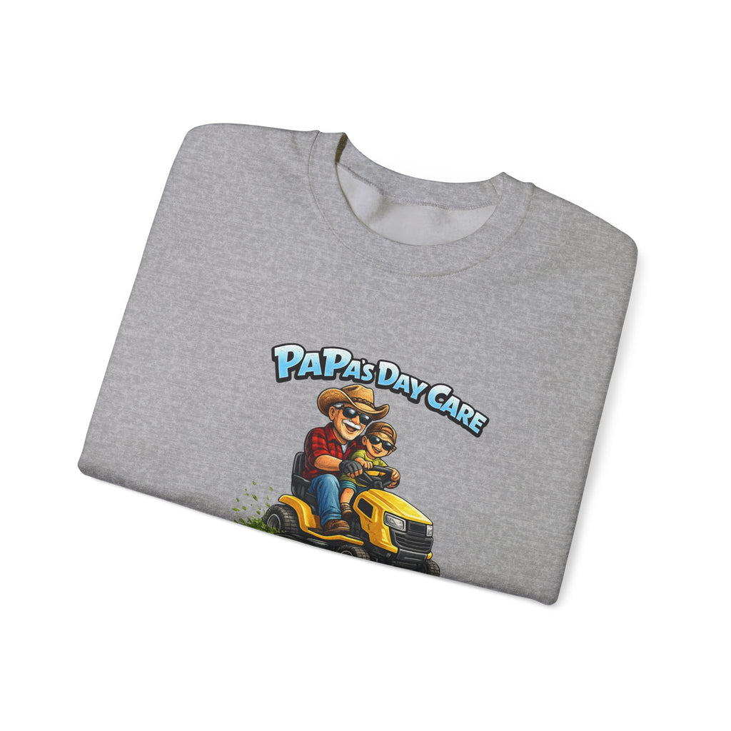 Papa's Day Care Crewneck Sweatshirt – Funny Lawn Mower Dad Graphic