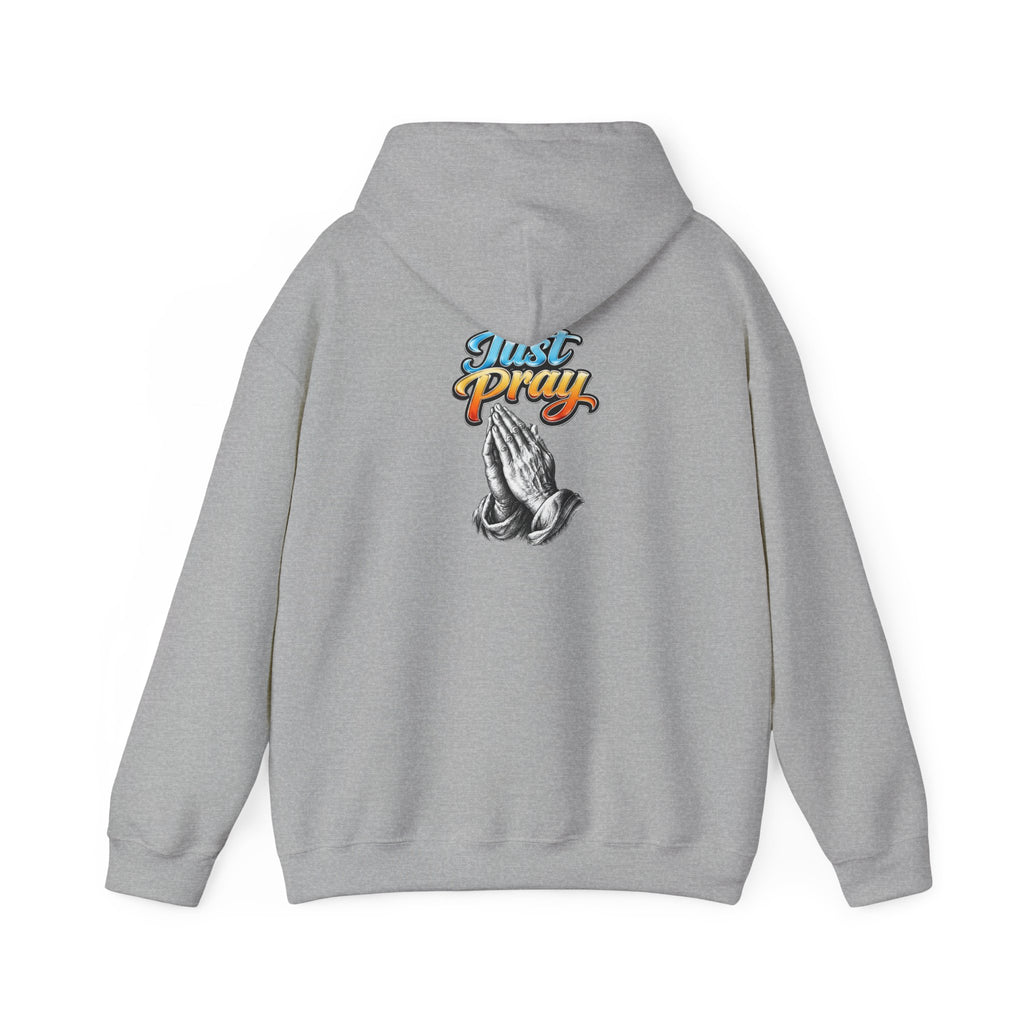 Prayer Hands Hoodie — "Just Pray" Graphic Christian Hoodie