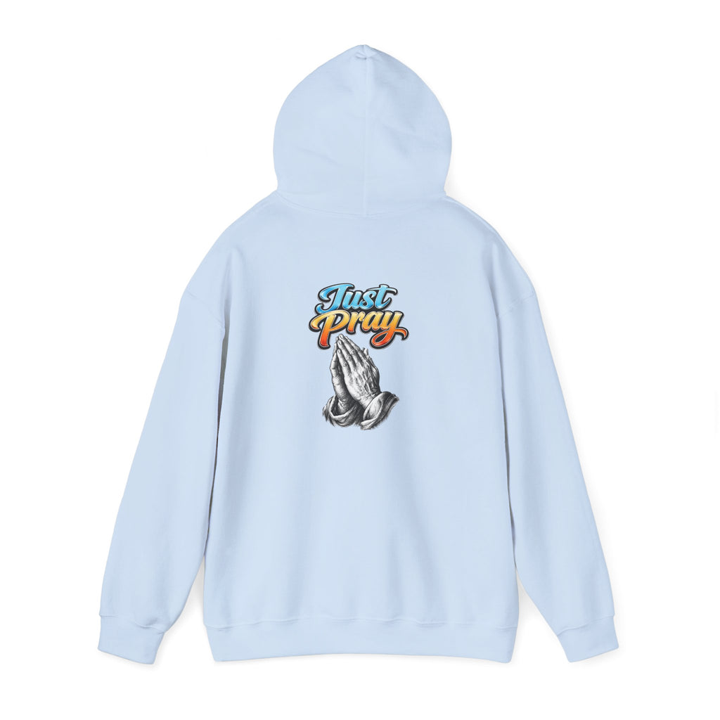 Prayer Hands Hoodie — "Just Pray" Graphic Christian Hoodie