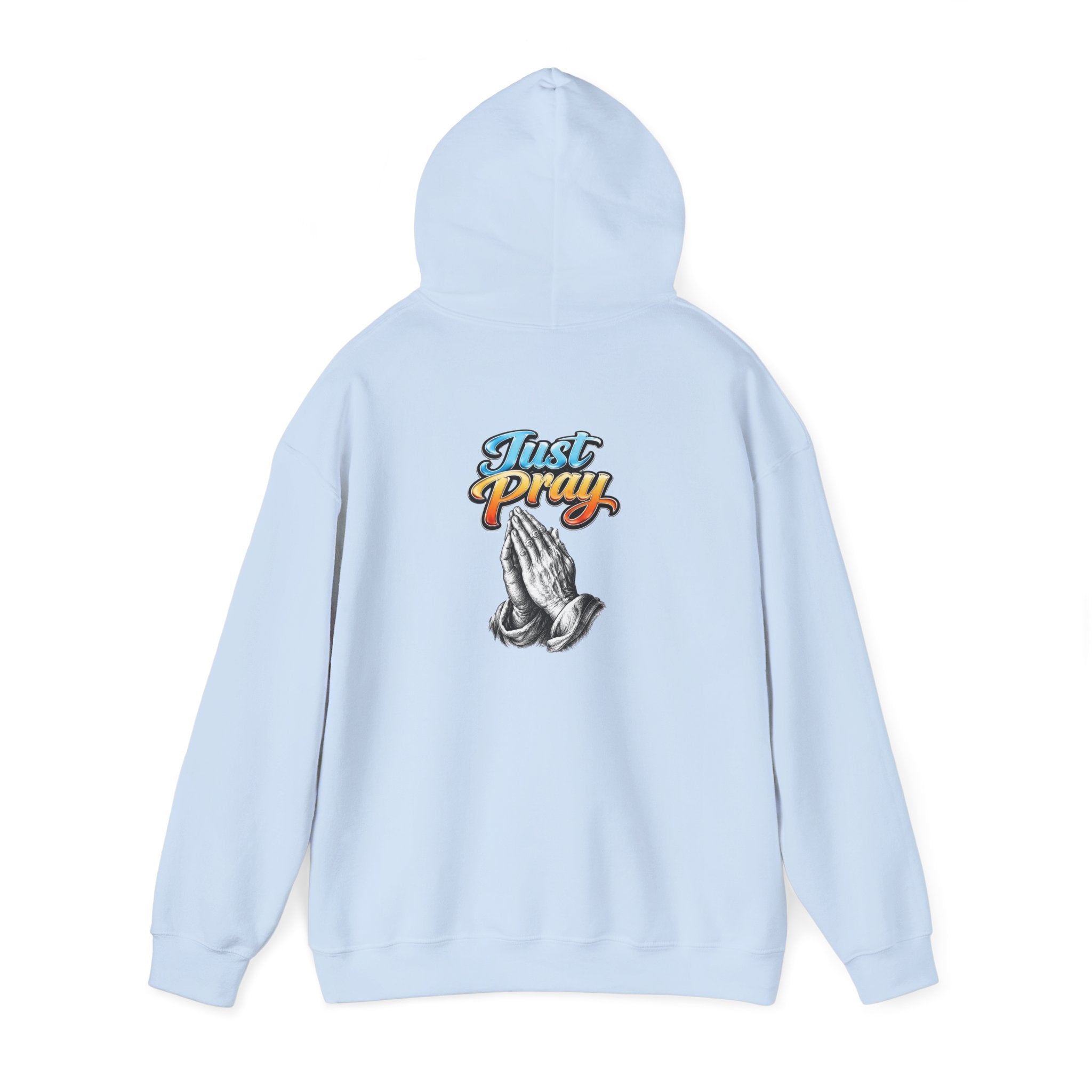Prayer Hands Hoodie — "Just Pray" Graphic Christian Hoodie
