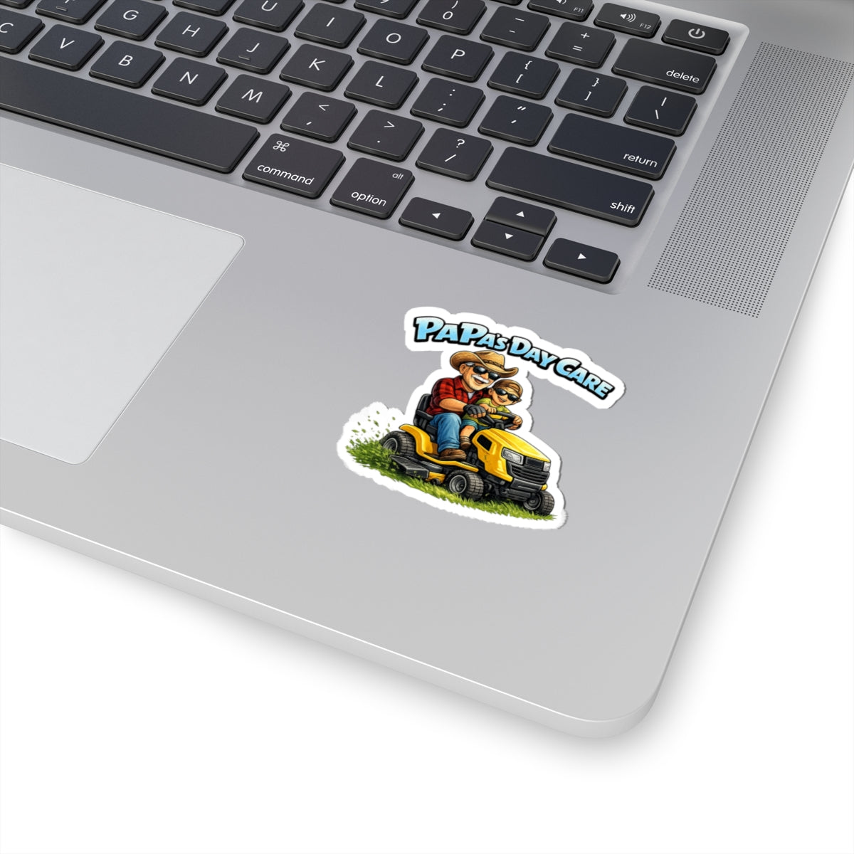Sticker — "Papa's Day Care" Lawn Mower Dad & Kid Vinyl Sticker