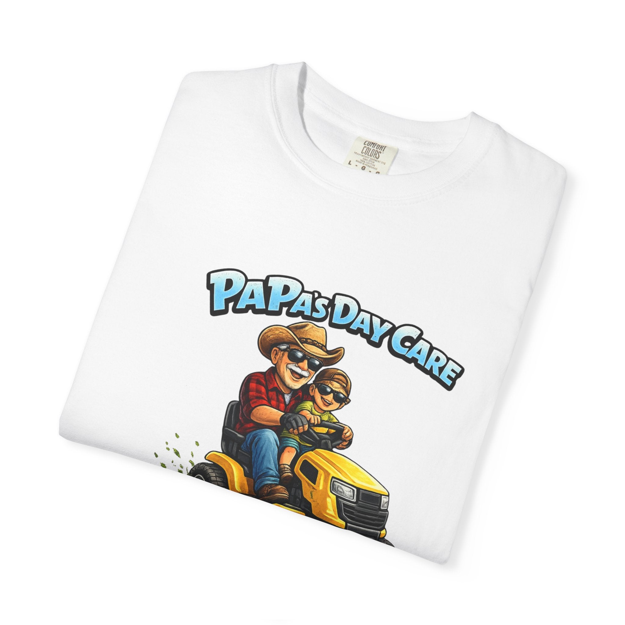 T-Shirt — "Papa's Day Care" Lawn Mower Dad Graphic Tee