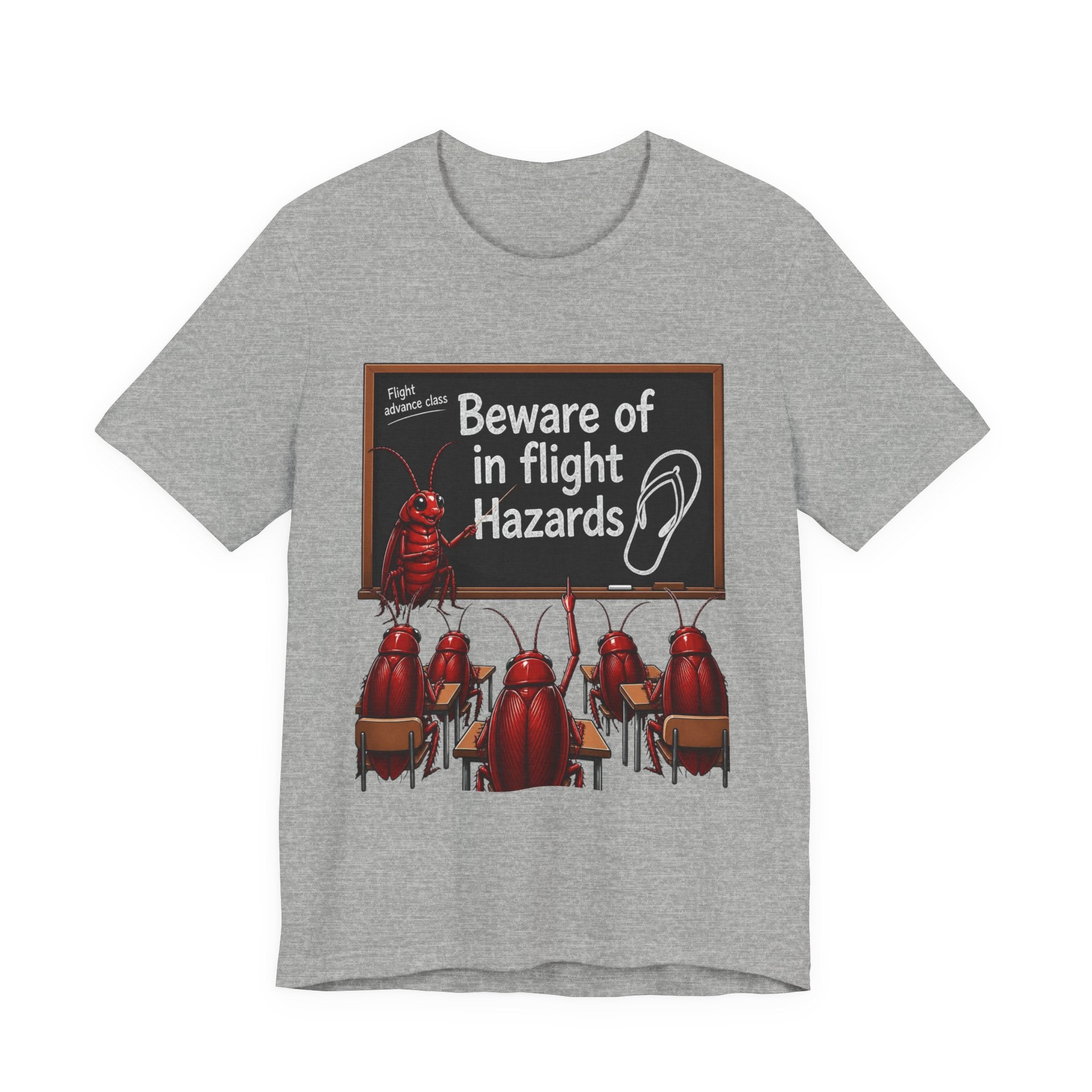 T‑Shirt — "Beware of In Flight Hazards" Funny Cockroach Travel Safety Tee