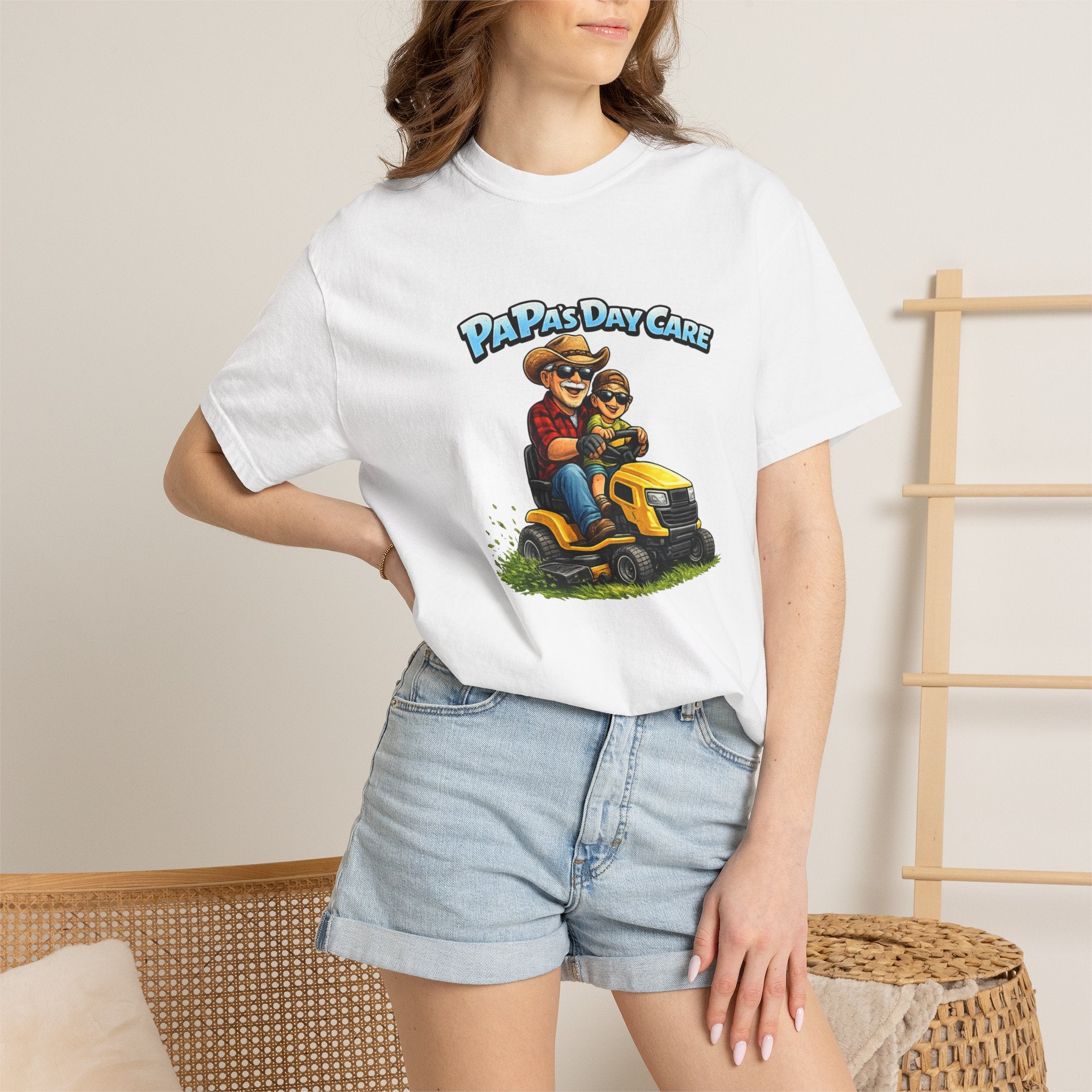 T-Shirt — "Papa's Day Care" Lawn Mower Dad Graphic Tee