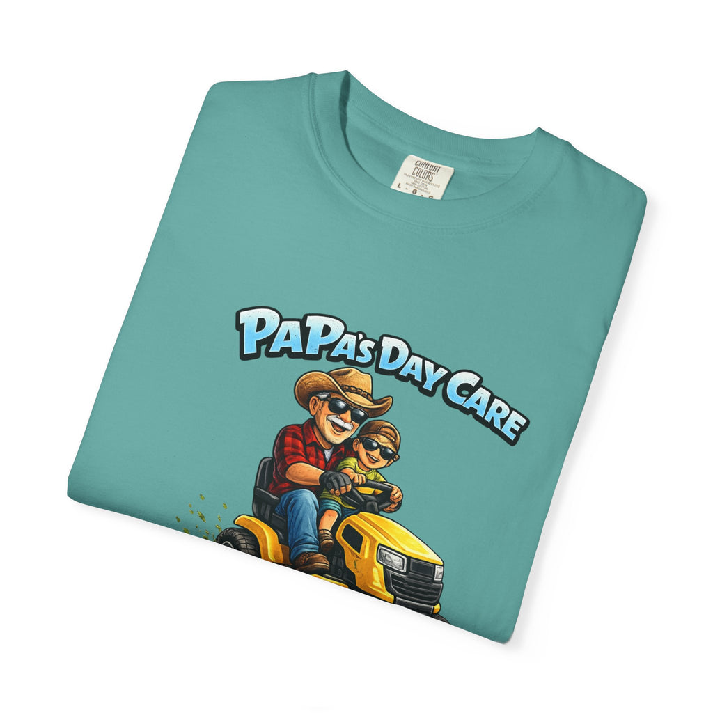 T-Shirt — "Papa's Day Care" Lawn Mower Dad Graphic Tee