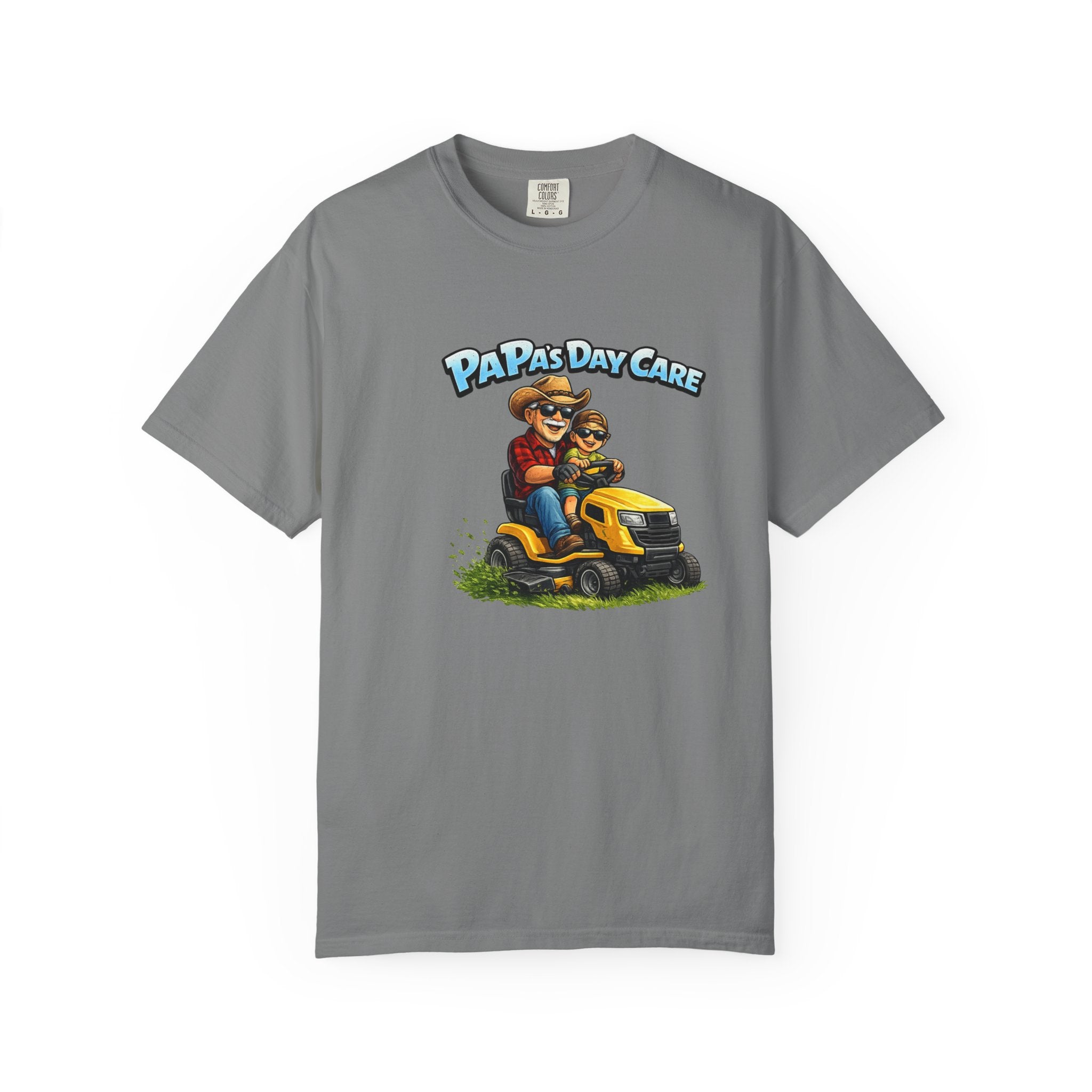 T-Shirt — "Papa's Day Care" Lawn Mower Dad Graphic Tee