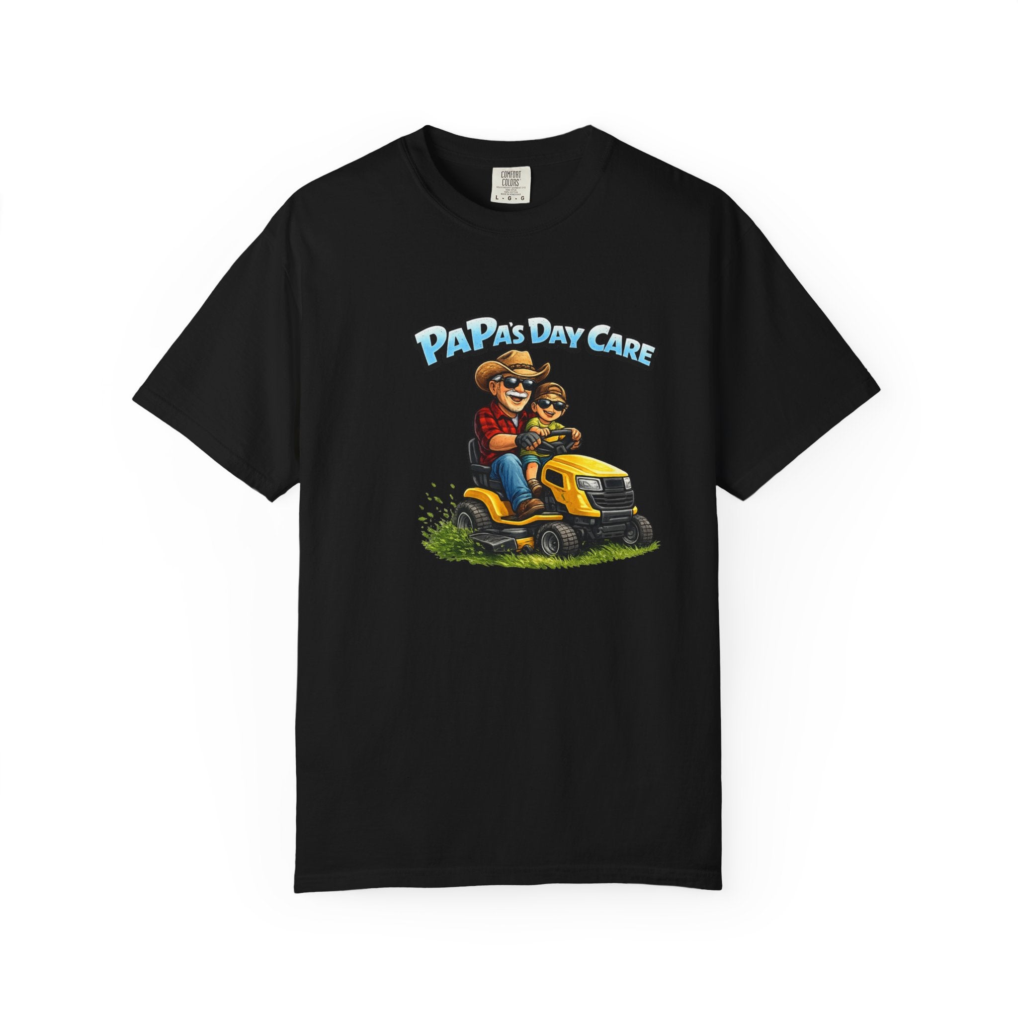 T-Shirt — "Papa's Day Care" Lawn Mower Dad Graphic Tee
