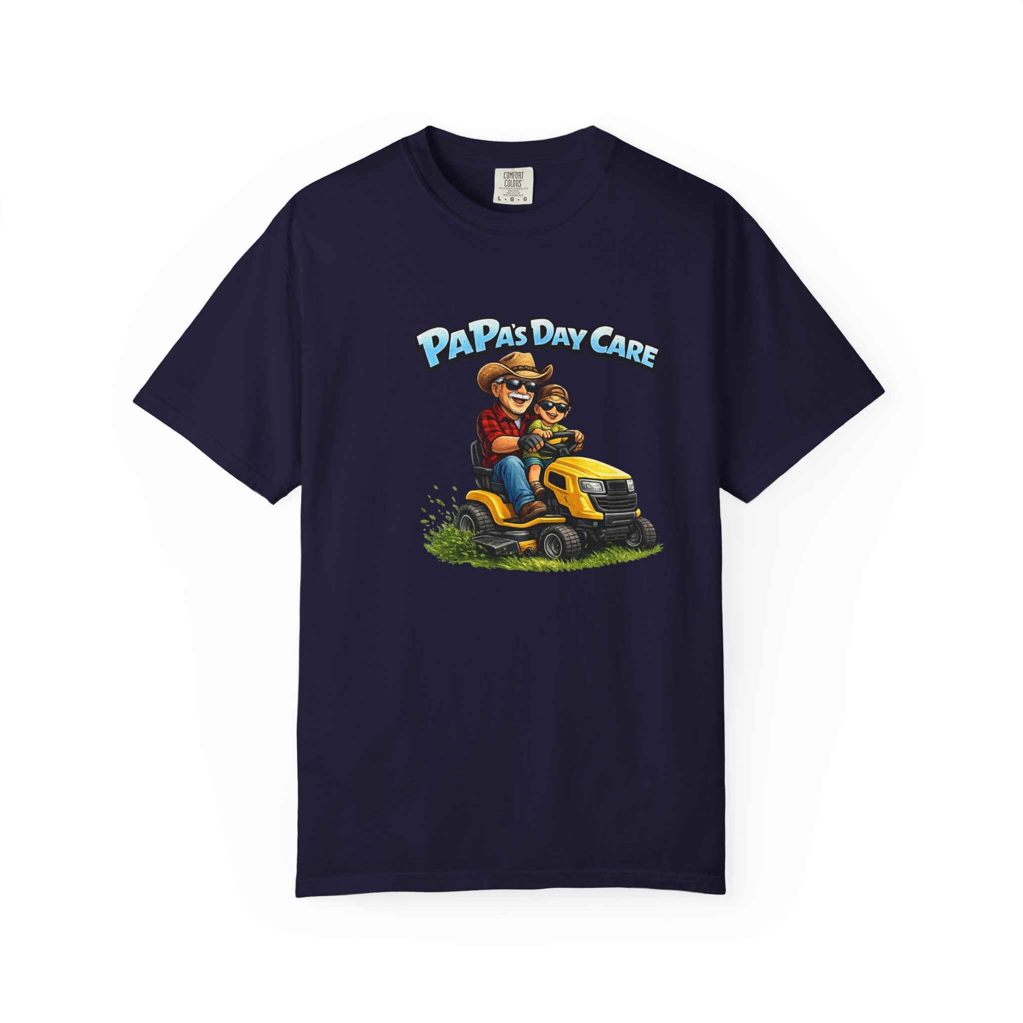 T-Shirt — "Papa's Day Care" Lawn Mower Dad Graphic Tee
