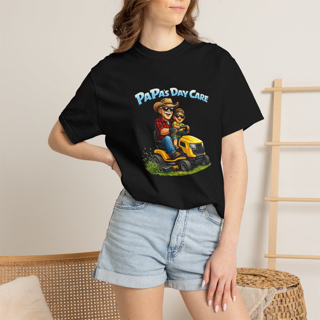 T-Shirt — "Papa's Day Care" Lawn Mower Dad Graphic Tee