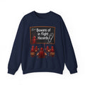Crewneck Sweatshirt – "Beware of in Flight Hazards" Vintage Cockroach Classroom Design