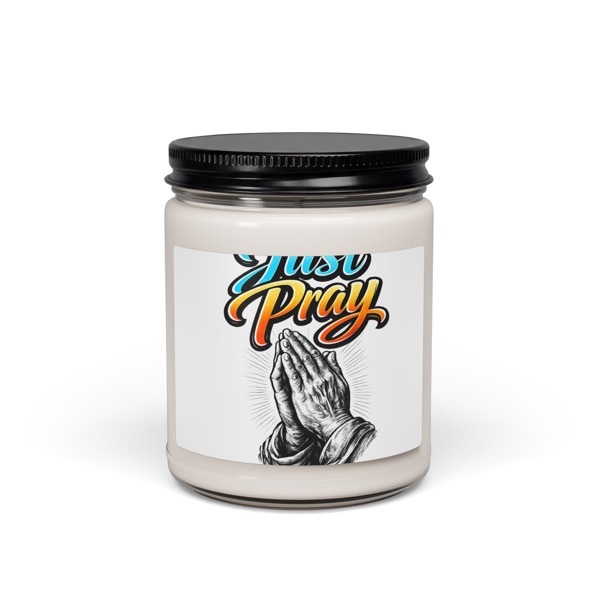 Just Pray Soy Candle — 9oz Scented Jar Candle with Praying Hands
