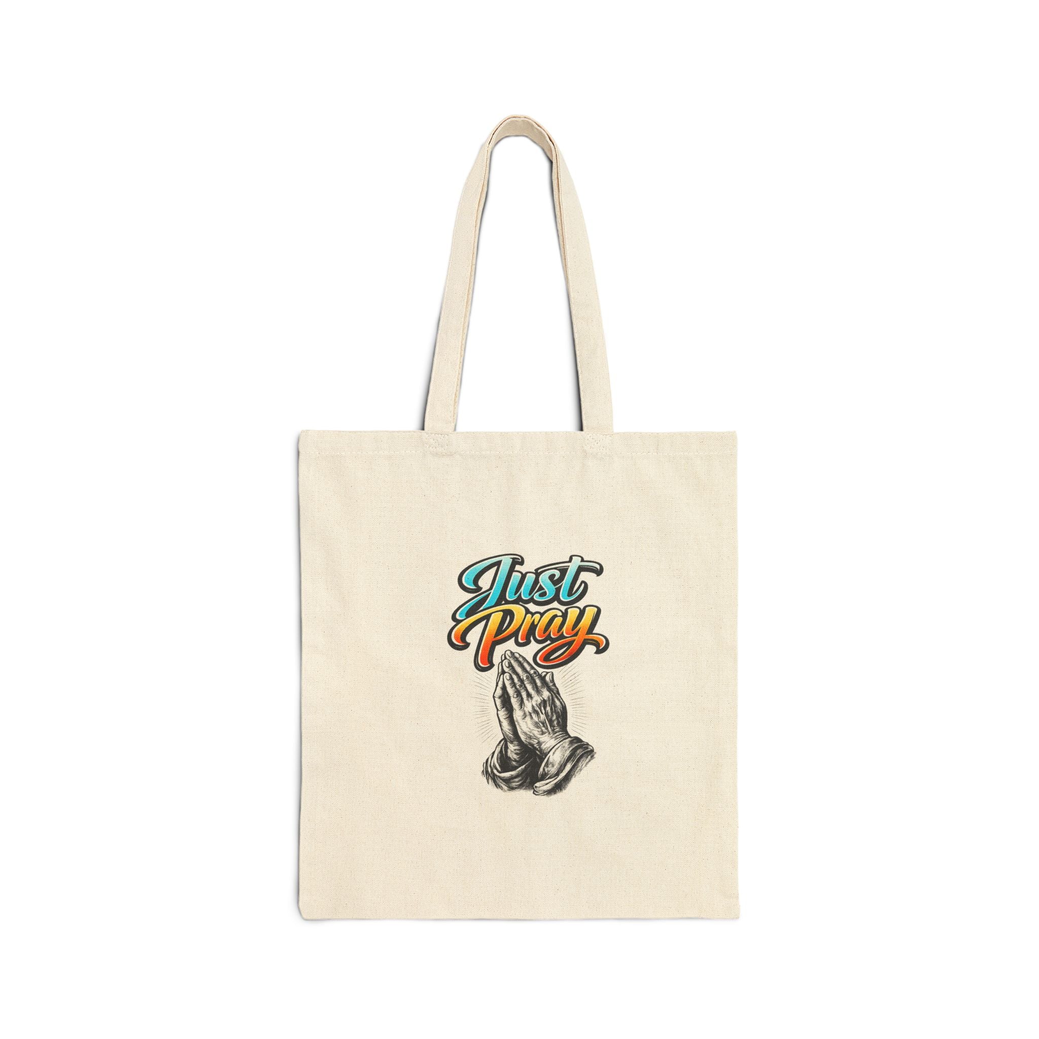 Praying Hands "Just Pray" Canvas Tote Bag