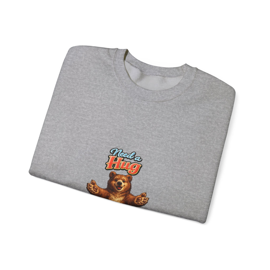 Bear Hug Crewneck Sweatshirt — Vintage Bear Graphic "Need a Hug" Cozy Pullover