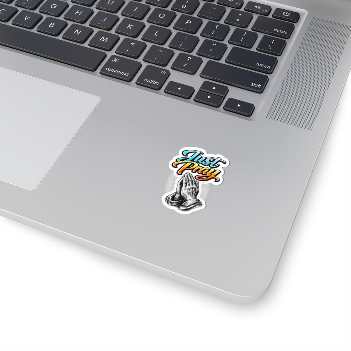 Just Pray Kiss-Cut Sticker — Praying Hands Christian Faith Vinyl Decal