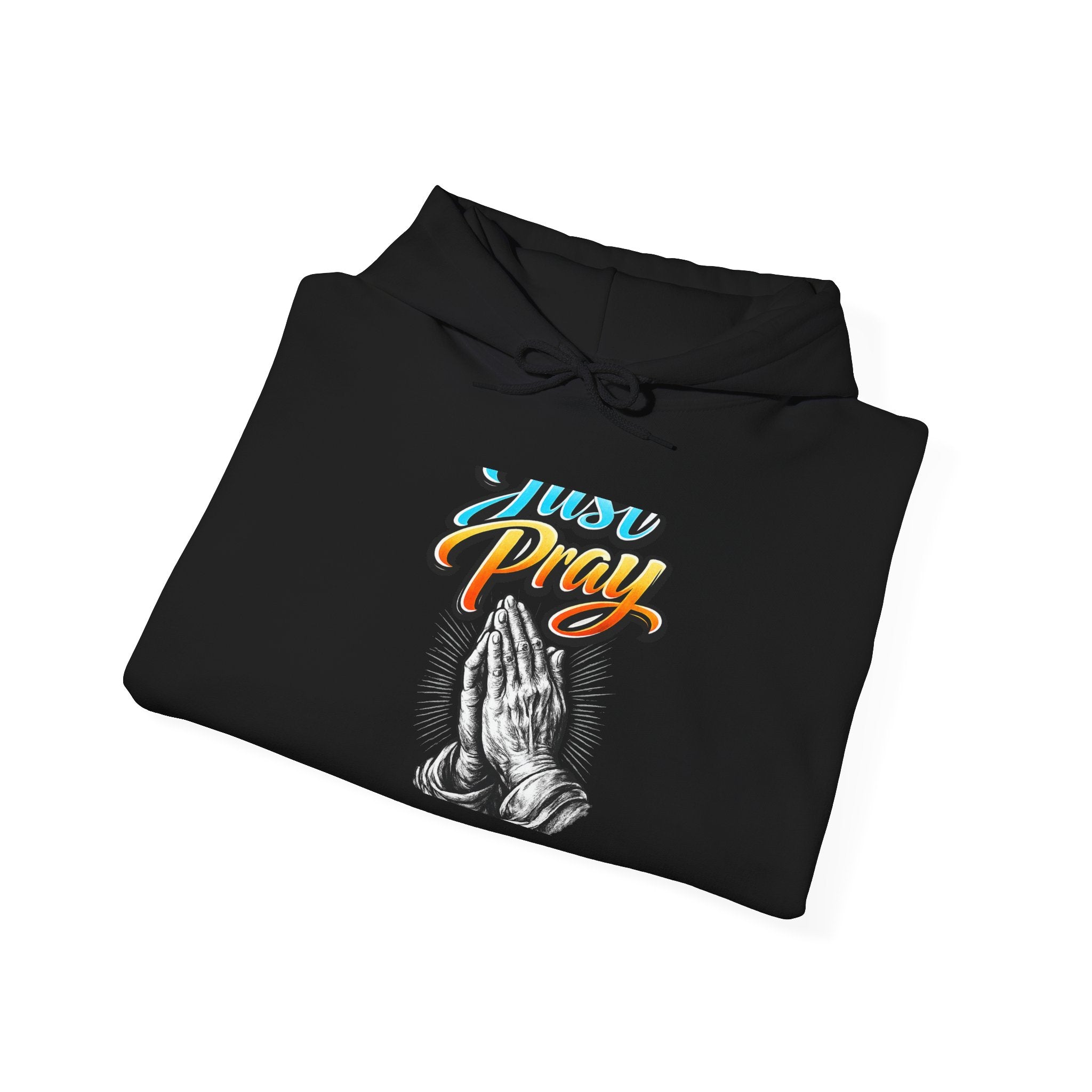 Prayer Hands Hoodie - "Just Pray" Retro Script Spiritual Hoodie