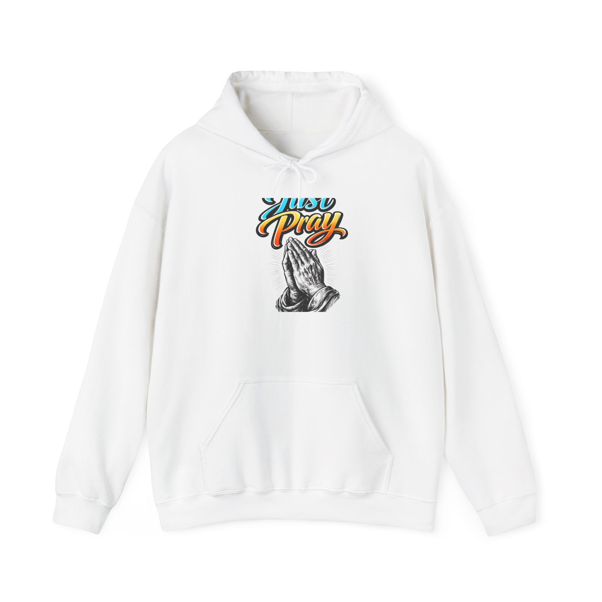 Prayer Hands Hoodie - "Just Pray" Retro Script Spiritual Hoodie