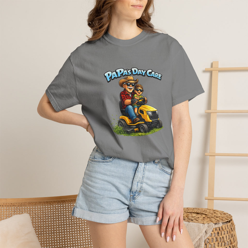 T-Shirt — "Papa's Day Care" Lawn Mower Dad Graphic Tee