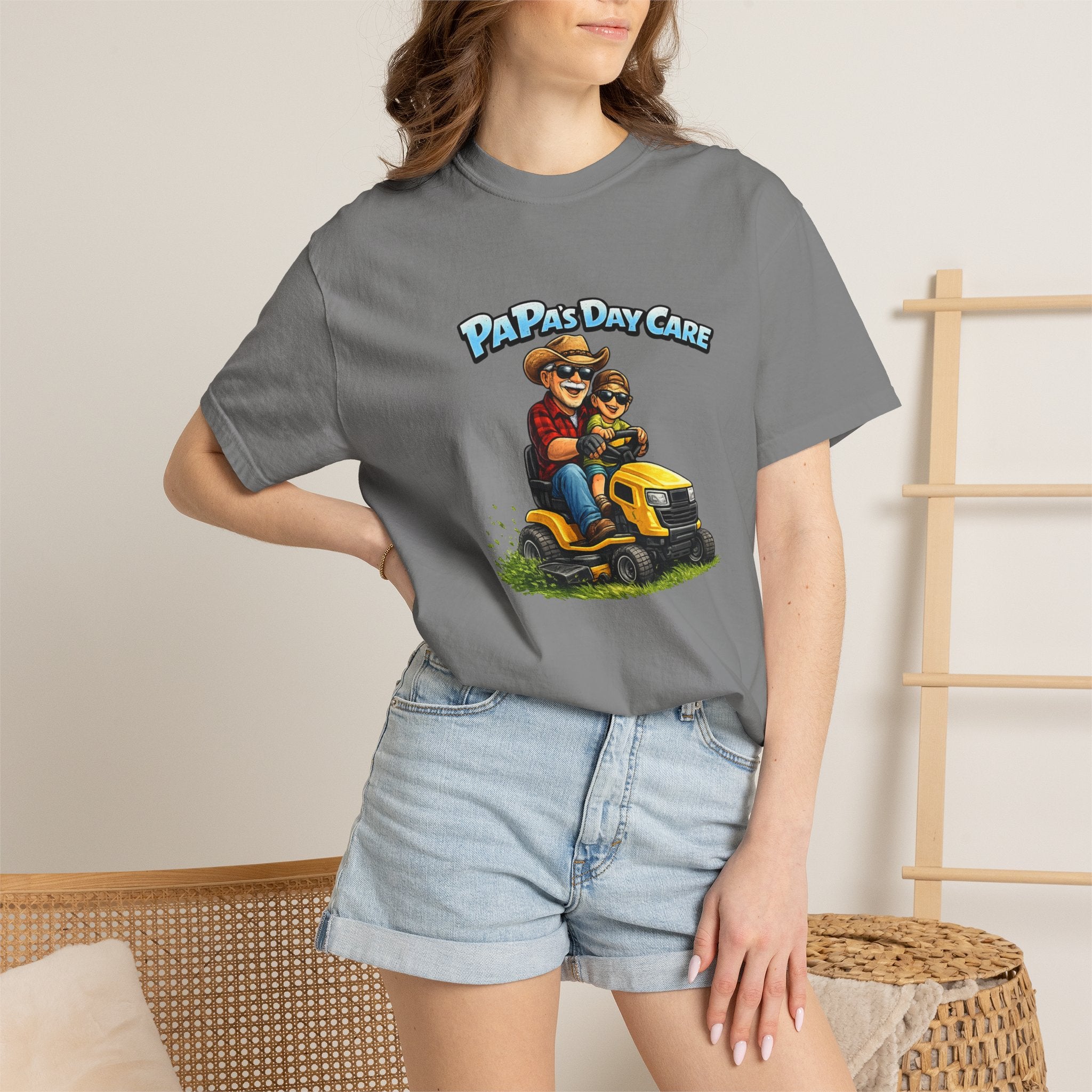 T-Shirt — "Papa's Day Care" Lawn Mower Dad Graphic Tee