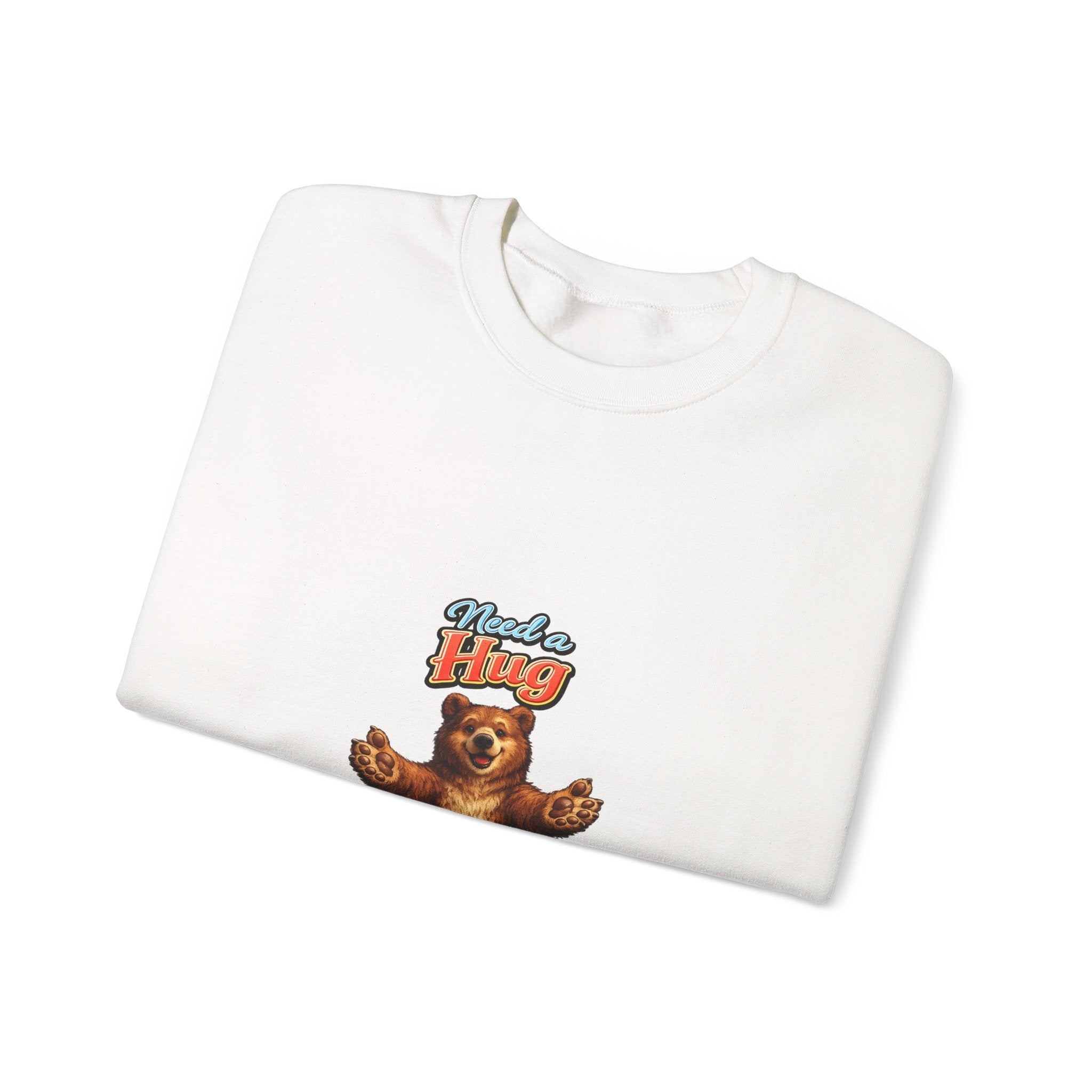 Bear Hug Crewneck Sweatshirt — Vintage Bear Graphic "Need a Hug" Cozy Pullover