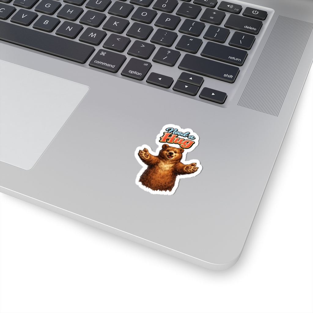 Need a Hug Bear Sticker — Cute Kiss-Cut Laptop / Water Bottle Sticker