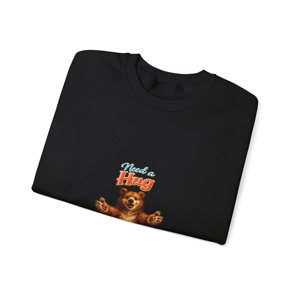 Bear Hug Crewneck Sweatshirt — Vintage Bear Graphic "Need a Hug" Cozy Pullover