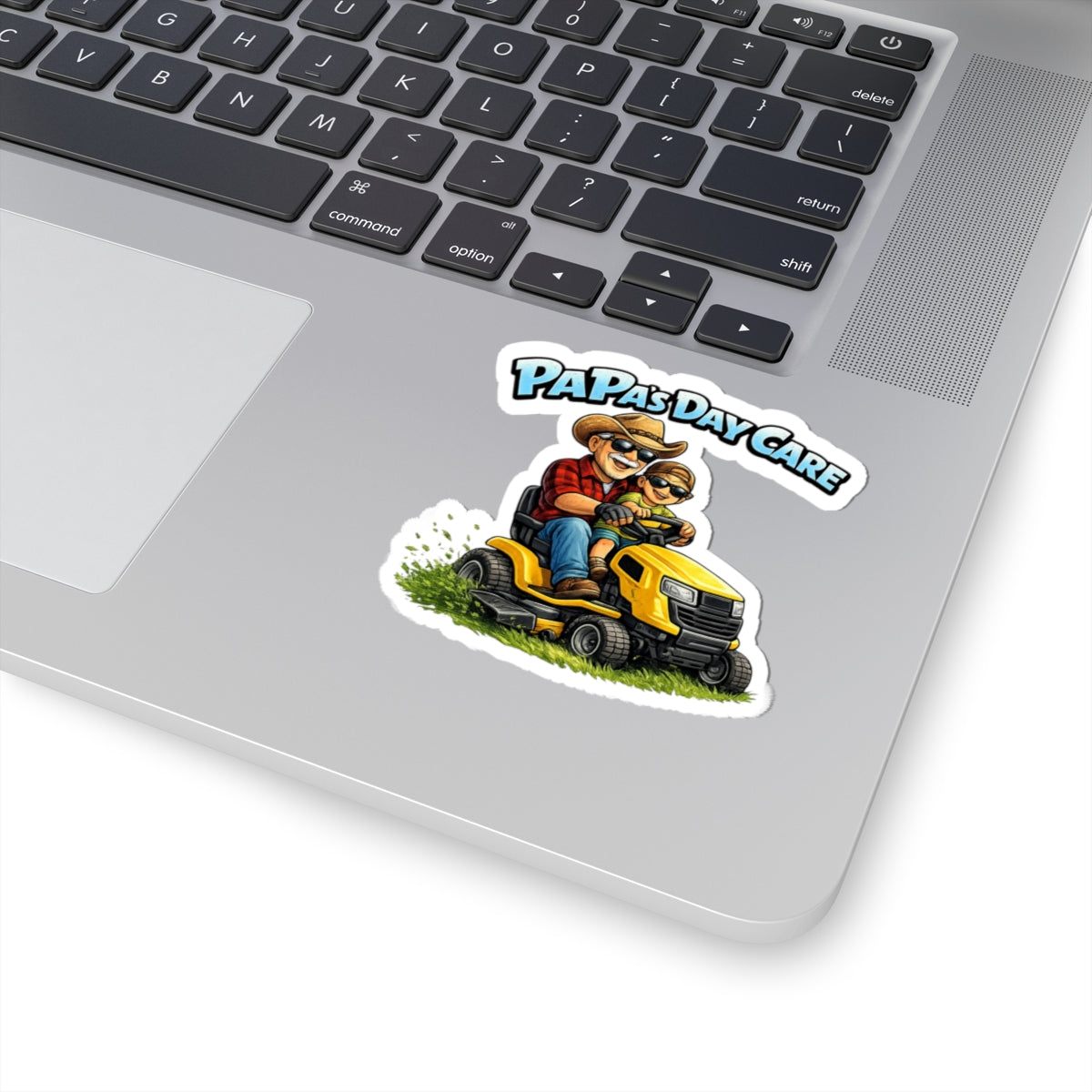 Sticker — "Papa's Day Care" Lawn Mower Dad & Kid Vinyl Sticker