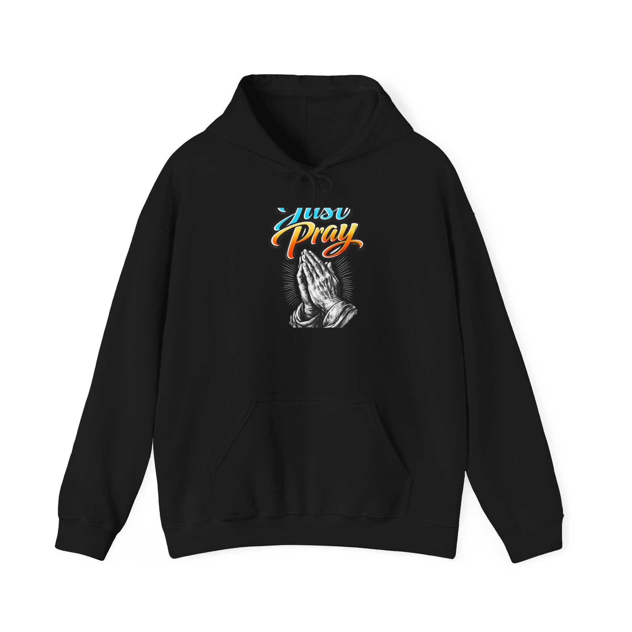 Prayer Hands Hoodie - "Just Pray" Retro Script Spiritual Hoodie