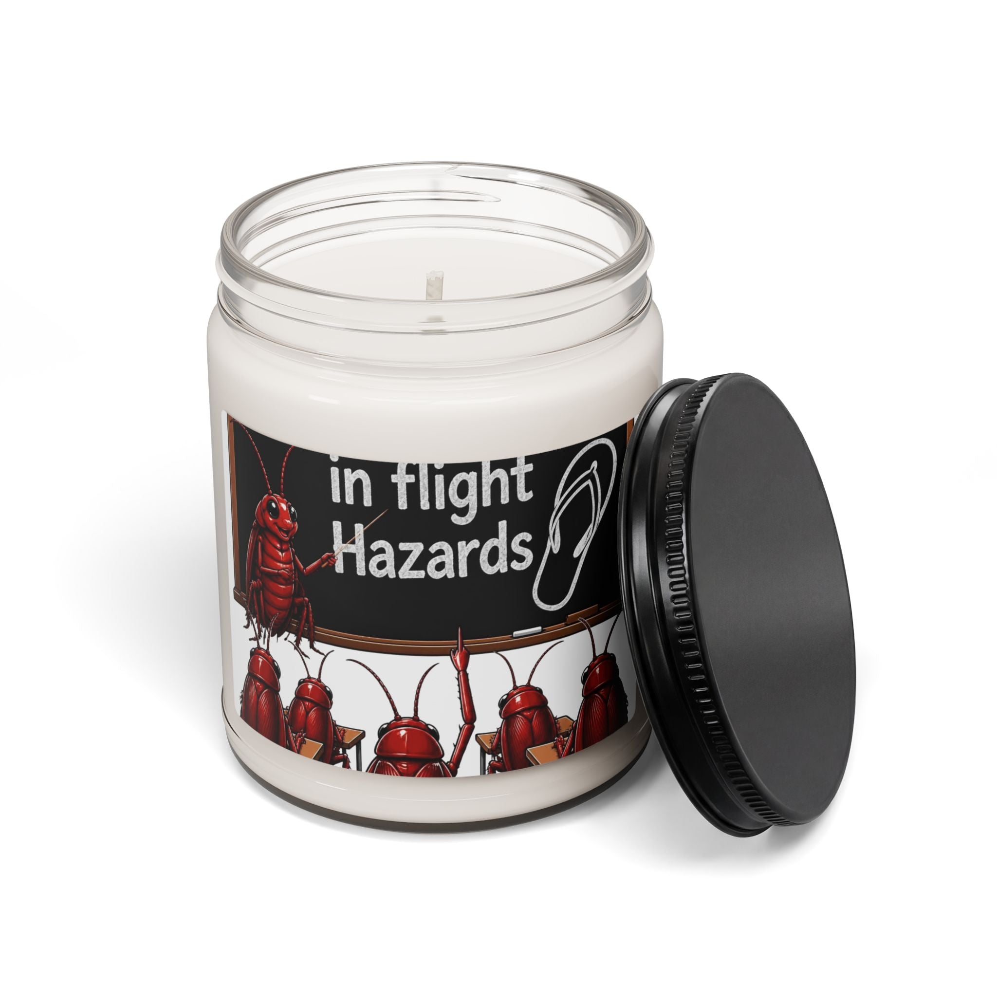 In-Flight Hazards Candle — 9oz Scented Soy Jar (Funny Travel Cockroaches)