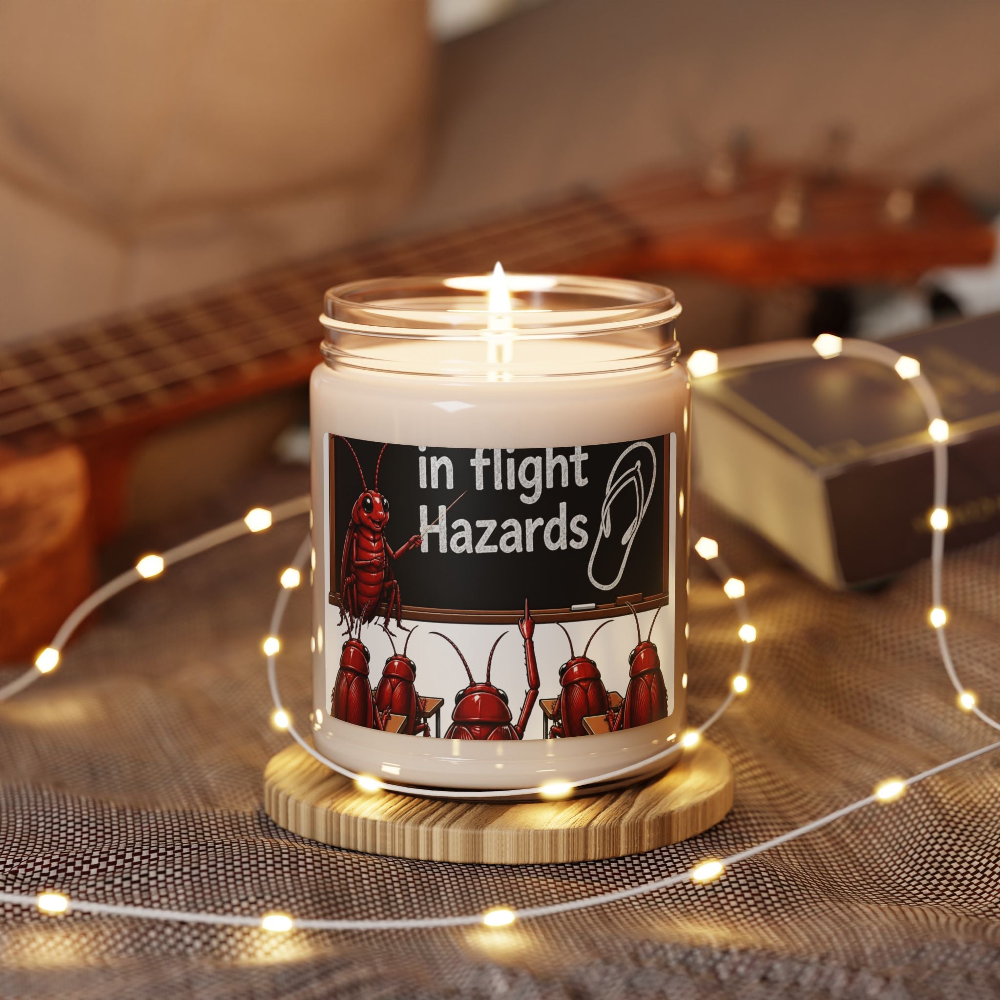 In-Flight Hazards Candle — 9oz Scented Soy Jar (Funny Travel Cockroaches)