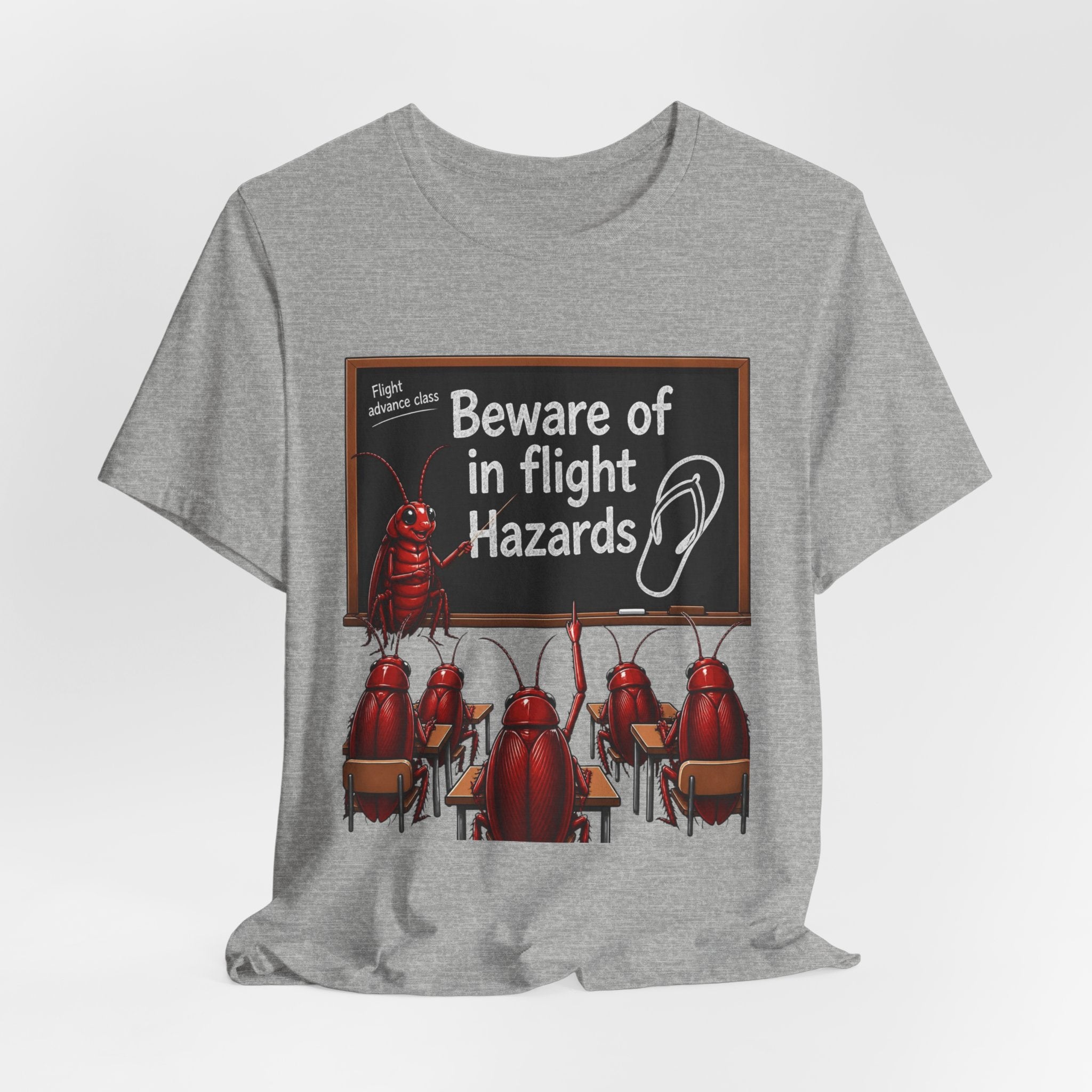 T‑Shirt — "Beware of In Flight Hazards" Funny Cockroach Travel Safety Tee