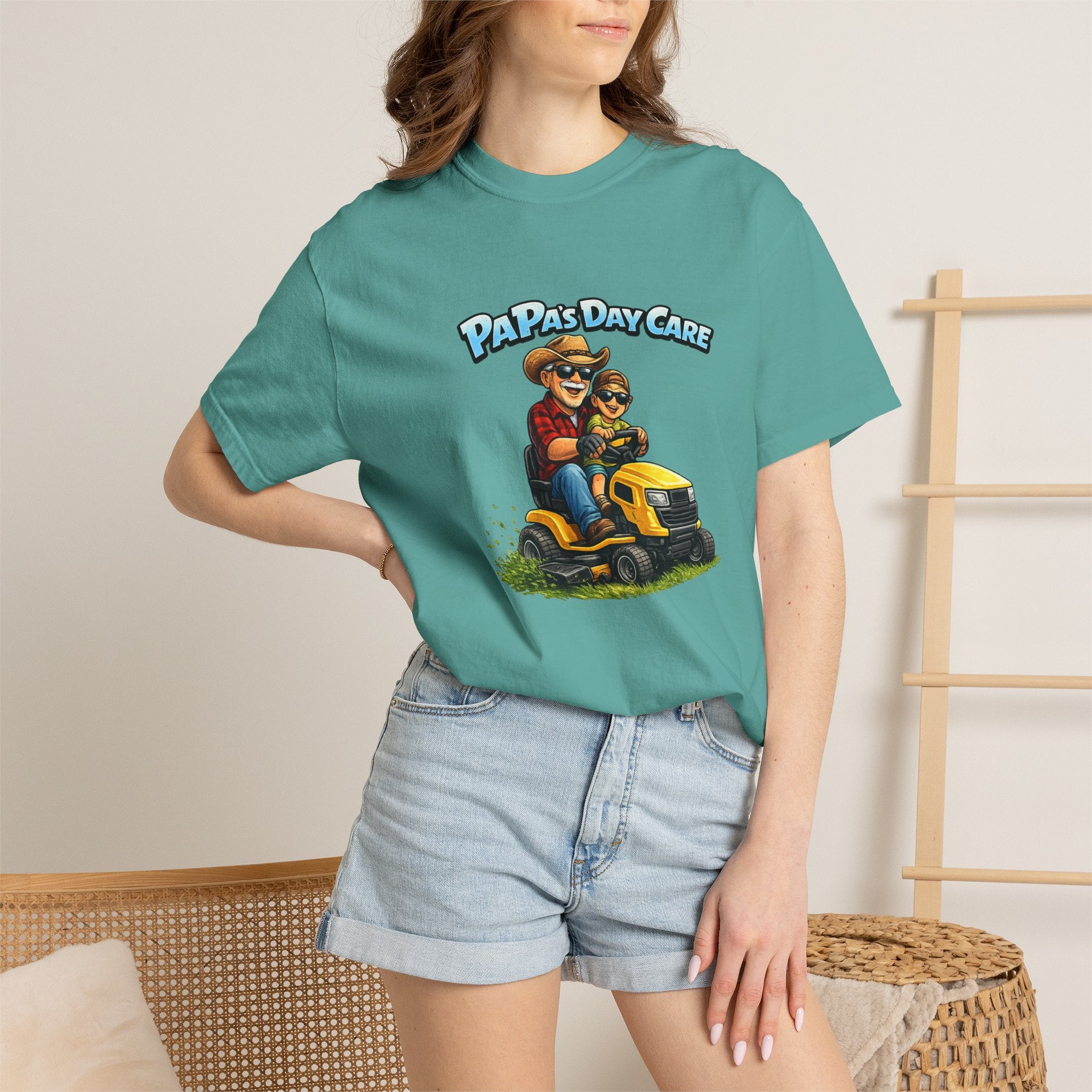 T-Shirt — "Papa's Day Care" Lawn Mower Dad Graphic Tee