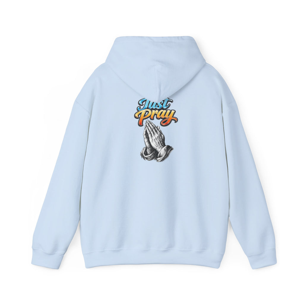 Prayer Hands Hoodie — "Just Pray" Graphic Christian Hoodie