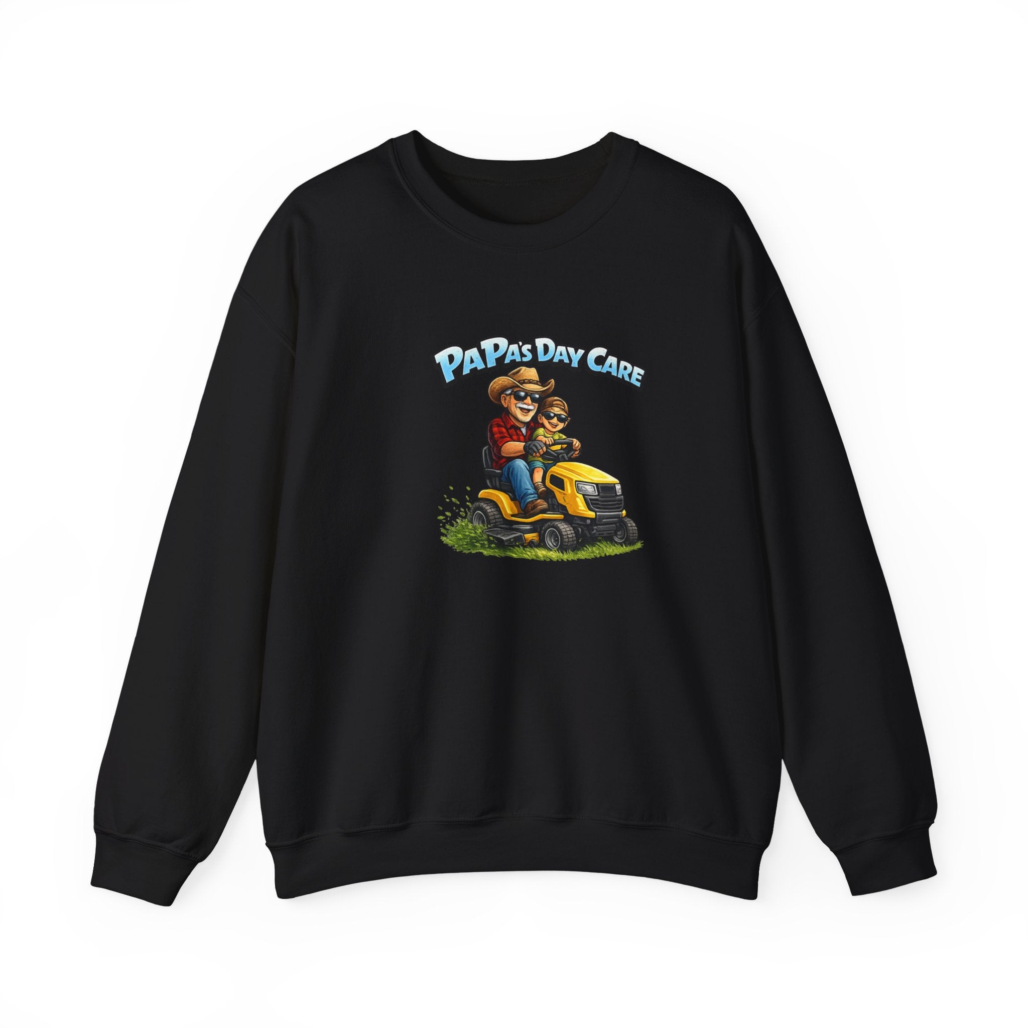 Papa's Day Care Crewneck Sweatshirt – Funny Lawn Mower Dad Graphic
