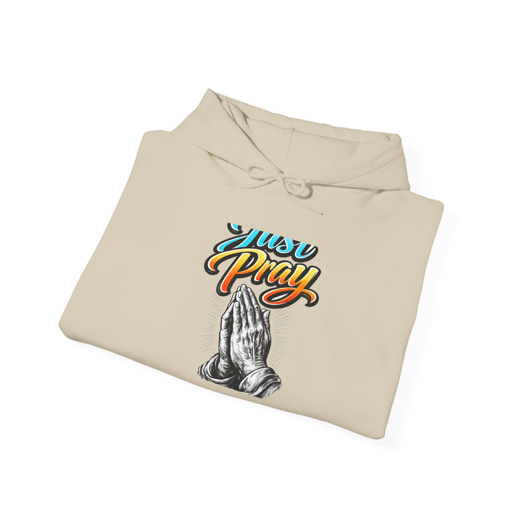 Prayer Hands Hoodie - "Just Pray" Retro Script Spiritual Hoodie