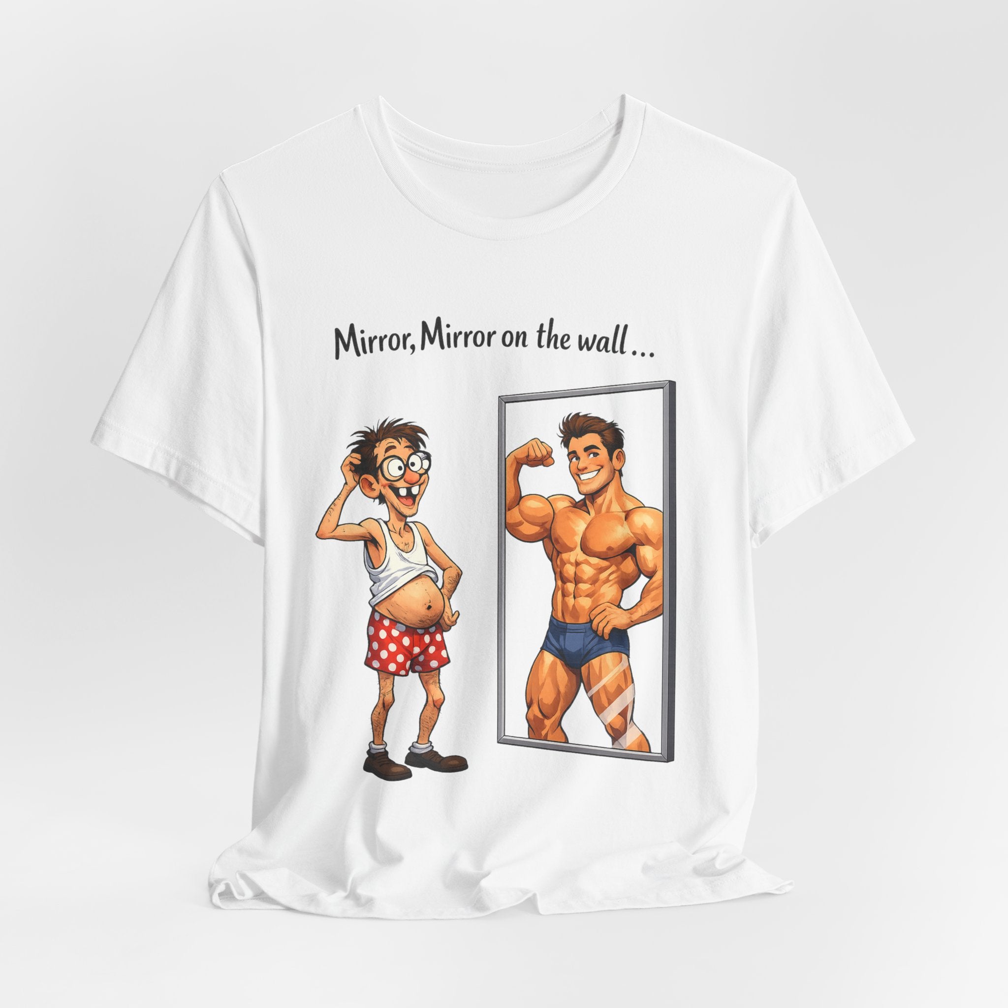 Funny 'Mirror, Mirror on the Wall' T‑Shirt — Hilarious Before & After Muscle Tee