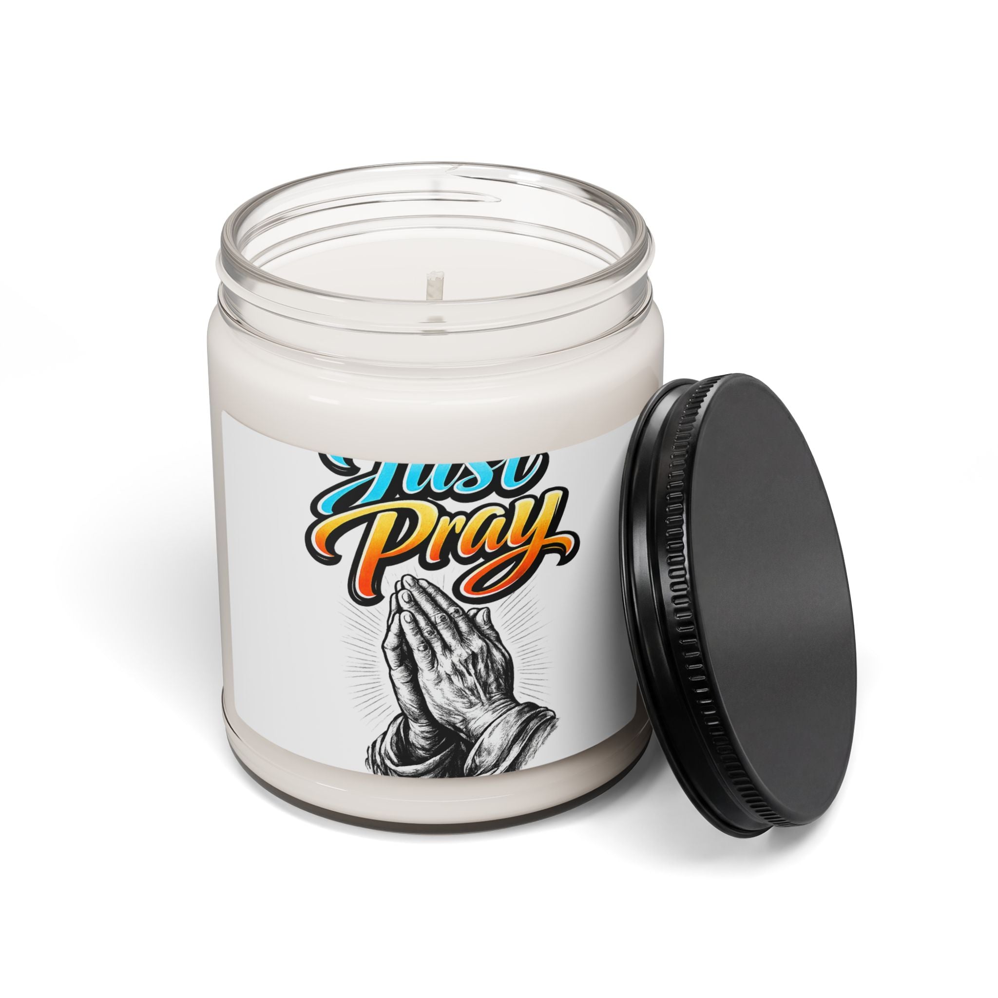 Just Pray Soy Candle — 9oz Scented Jar Candle with Praying Hands