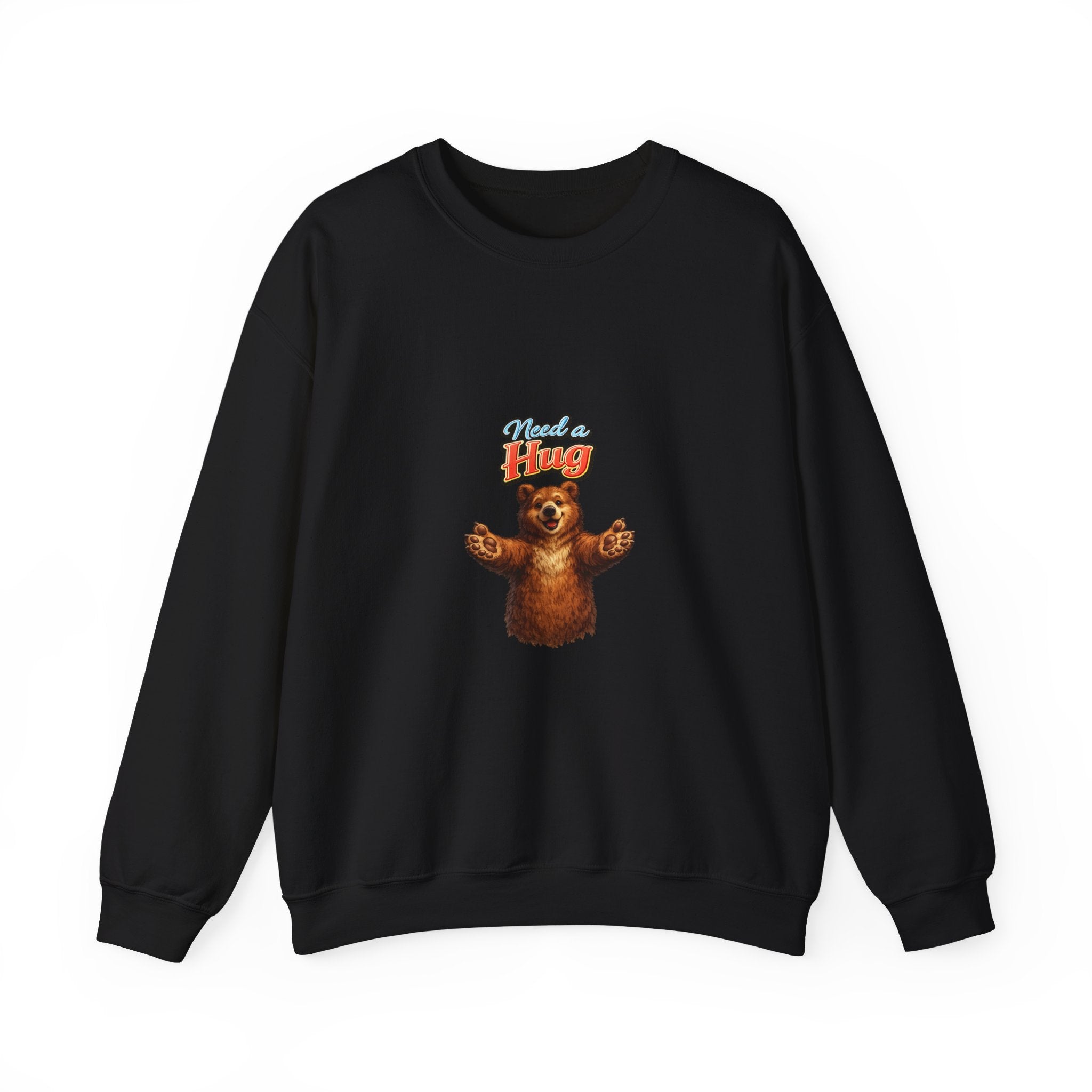 Bear Hug Crewneck Sweatshirt — Vintage Bear Graphic "Need a Hug" Cozy Pullover