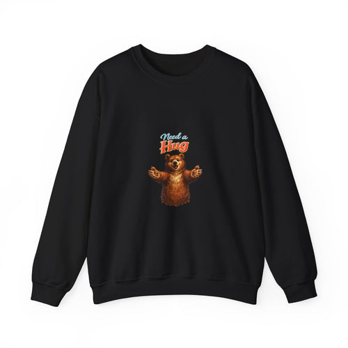 Bear Hug Crewneck Sweatshirt — Vintage Bear Graphic "Need a Hug" Cozy Pullover