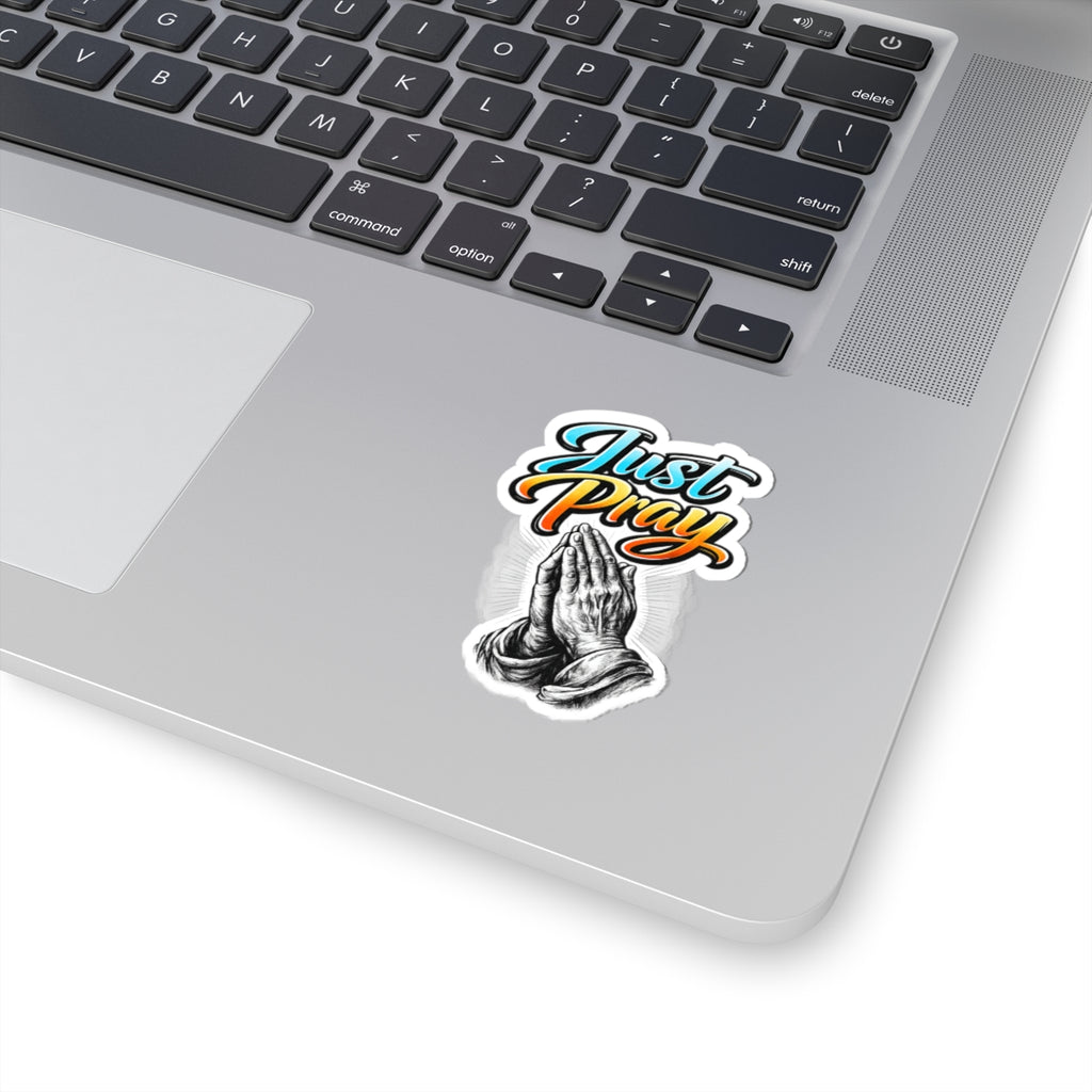 Just Pray Kiss-Cut Sticker — Praying Hands Christian Faith Vinyl Decal