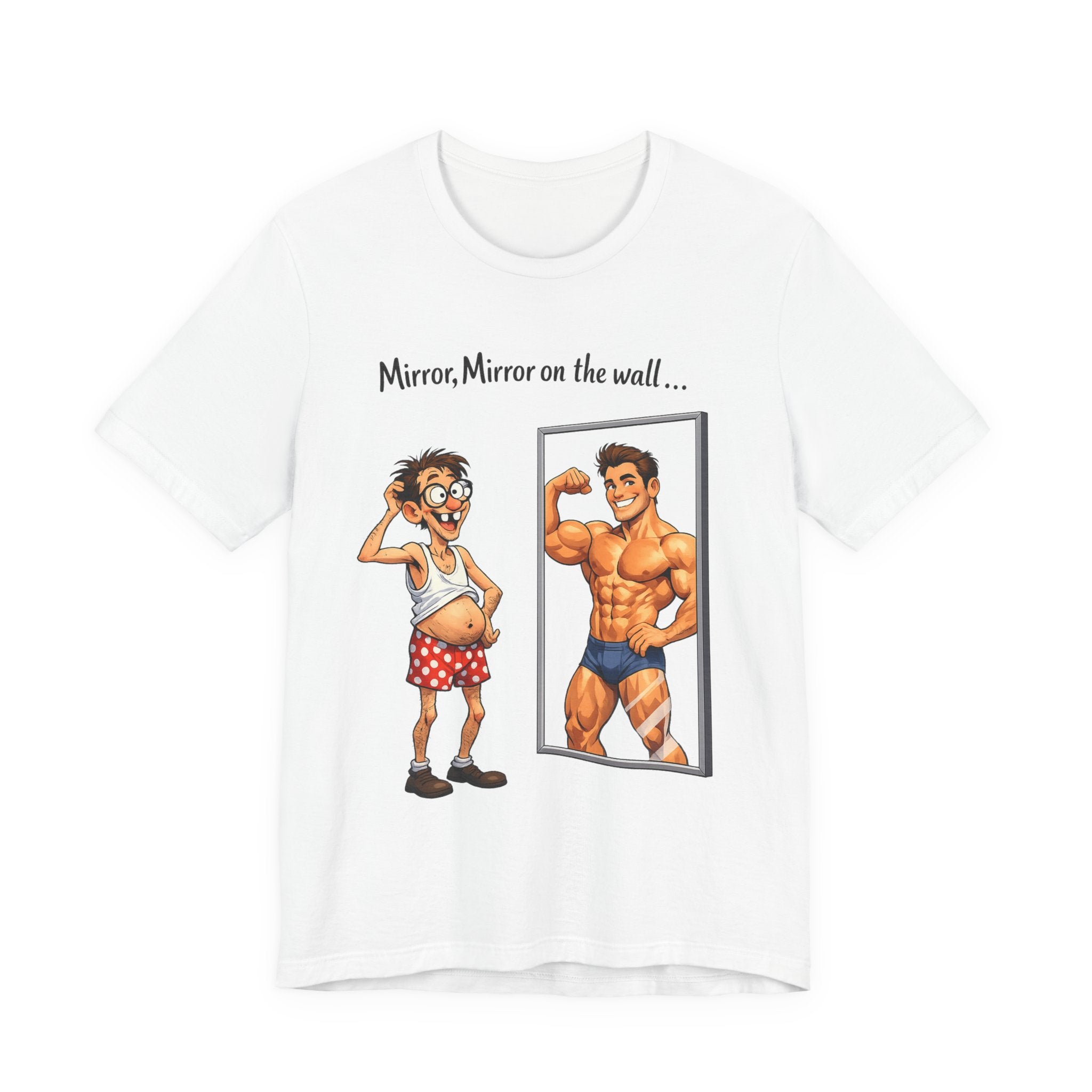 Funny 'Mirror, Mirror on the Wall' T‑Shirt — Hilarious Before & After Muscle Tee