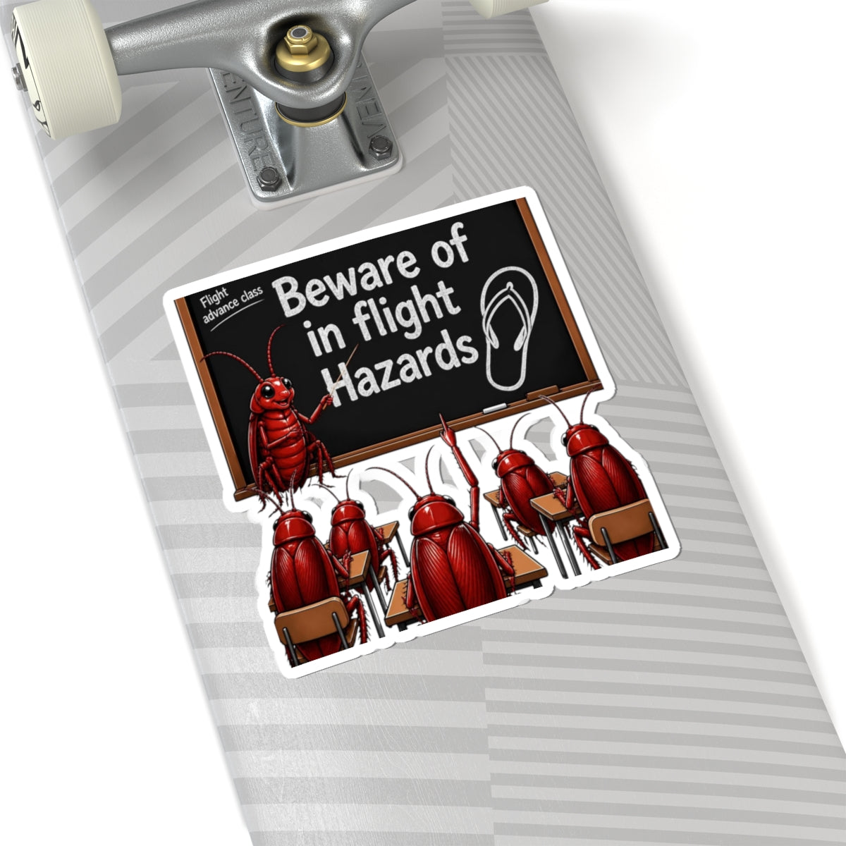Beware of In-Flight Hazards Sticker — Funny Cockroach Classroom Laptop Decal