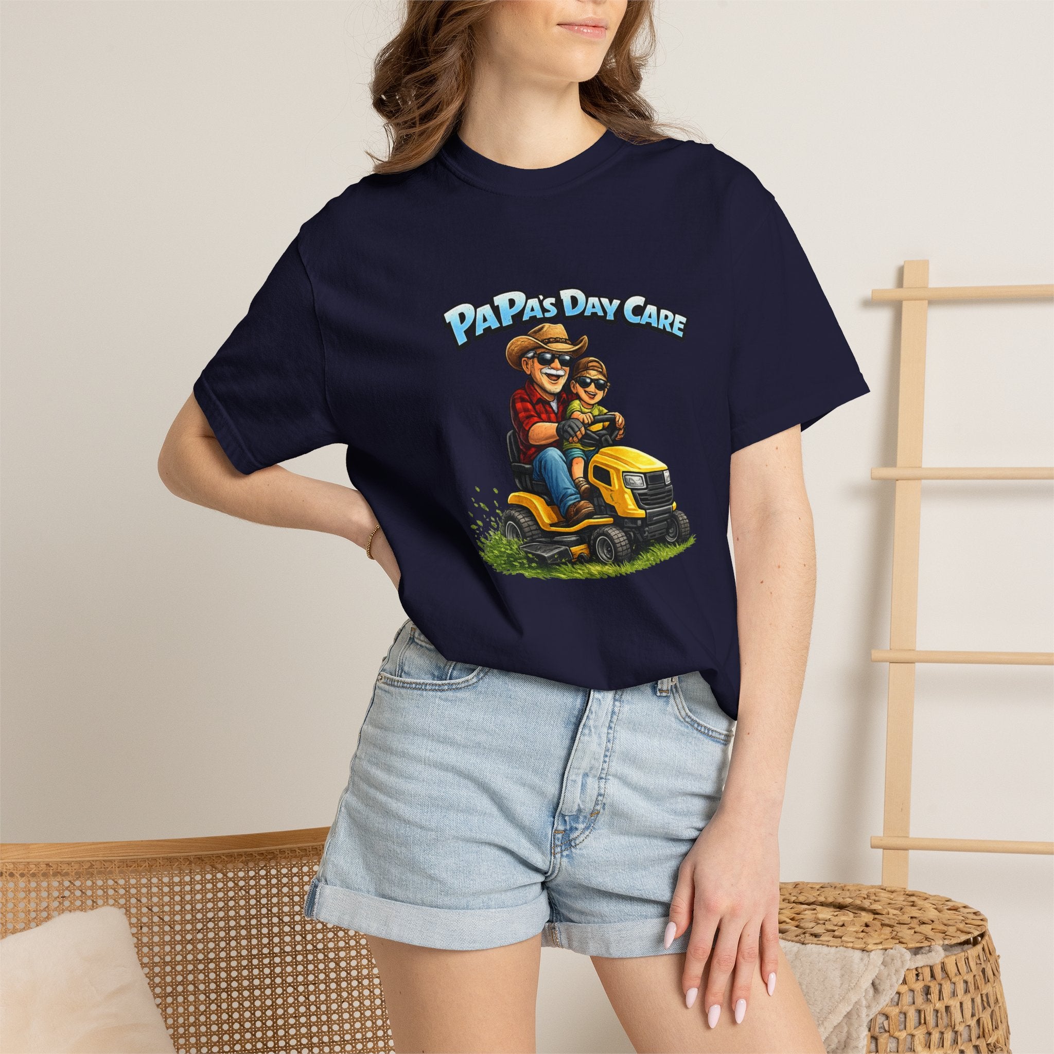 T-Shirt — "Papa's Day Care" Lawn Mower Dad Graphic Tee