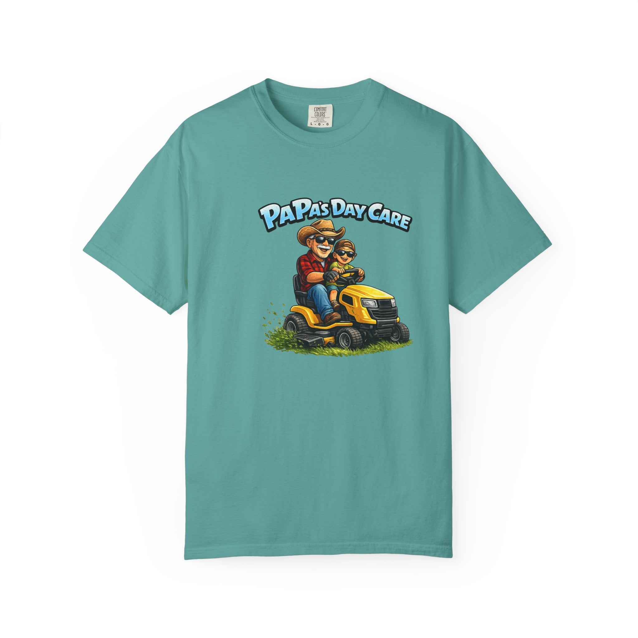 T-Shirt — "Papa's Day Care" Lawn Mower Dad Graphic Tee