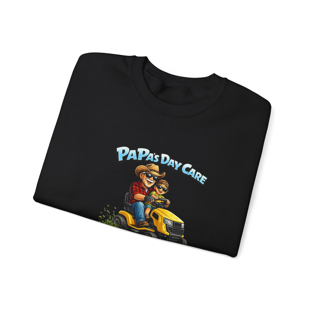 Papa's Day Care Crewneck Sweatshirt – Funny Lawn Mower Dad Graphic