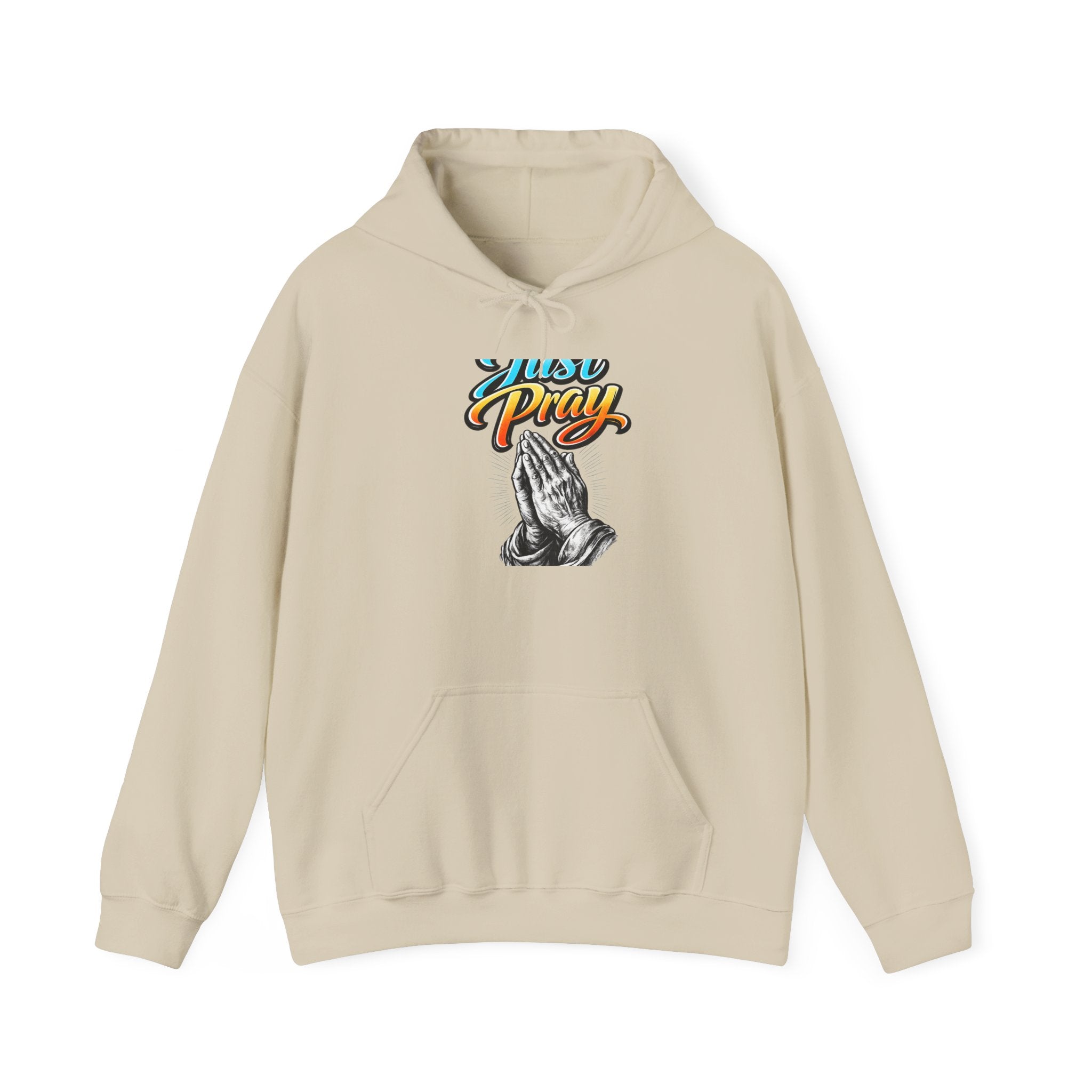 Prayer Hands Hoodie - "Just Pray" Retro Script Spiritual Hoodie