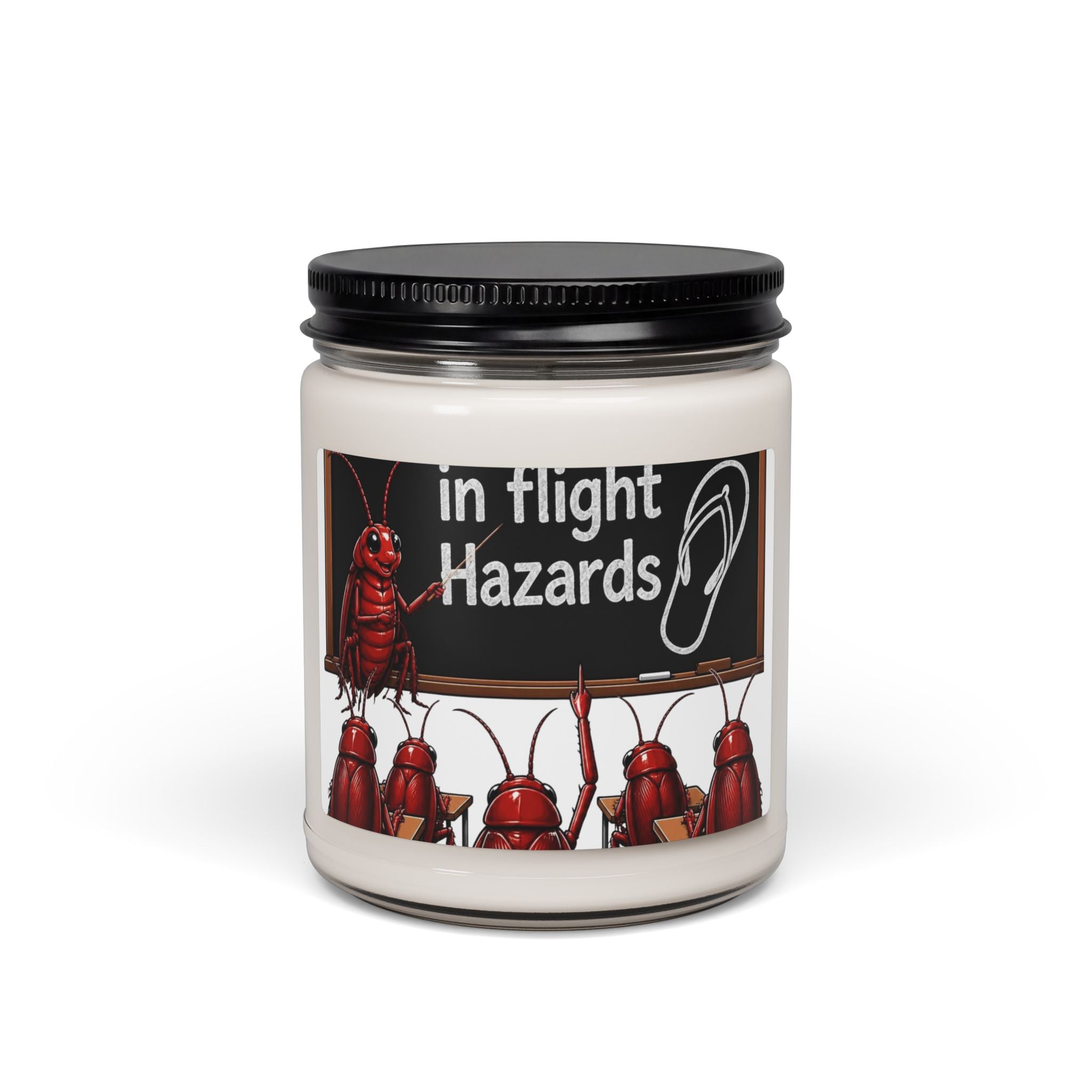 In-Flight Hazards Candle — 9oz Scented Soy Jar (Funny Travel Cockroaches)