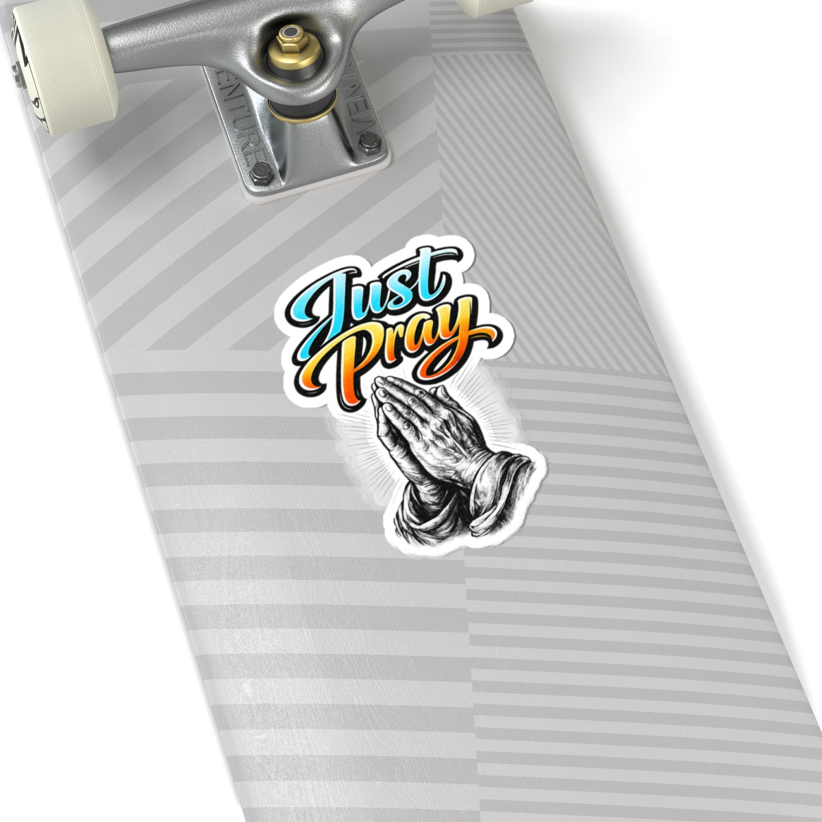 Just Pray Kiss-Cut Sticker — Praying Hands Christian Faith Vinyl Decal