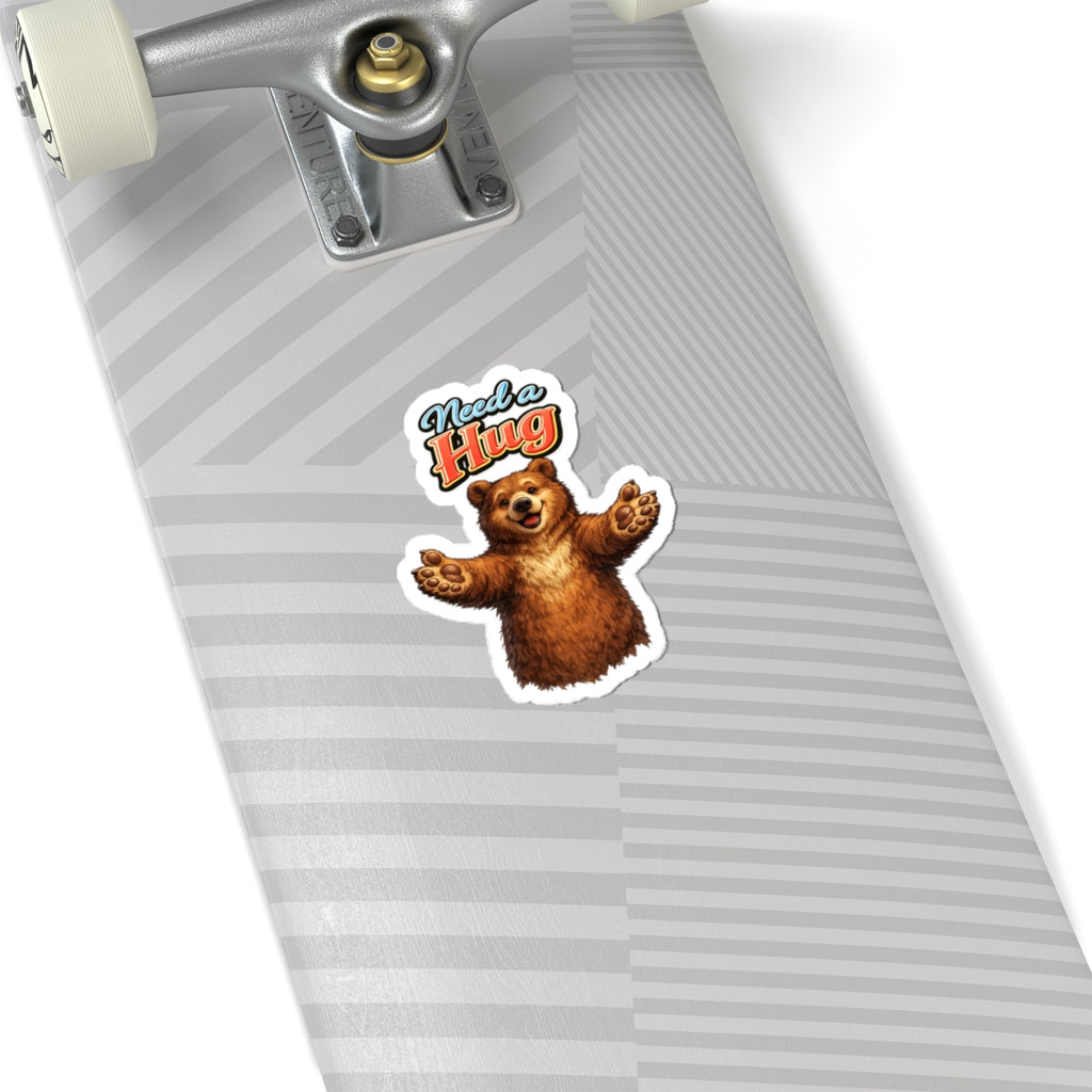 Need a Hug Bear Sticker — Cute Kiss-Cut Laptop / Water Bottle Sticker