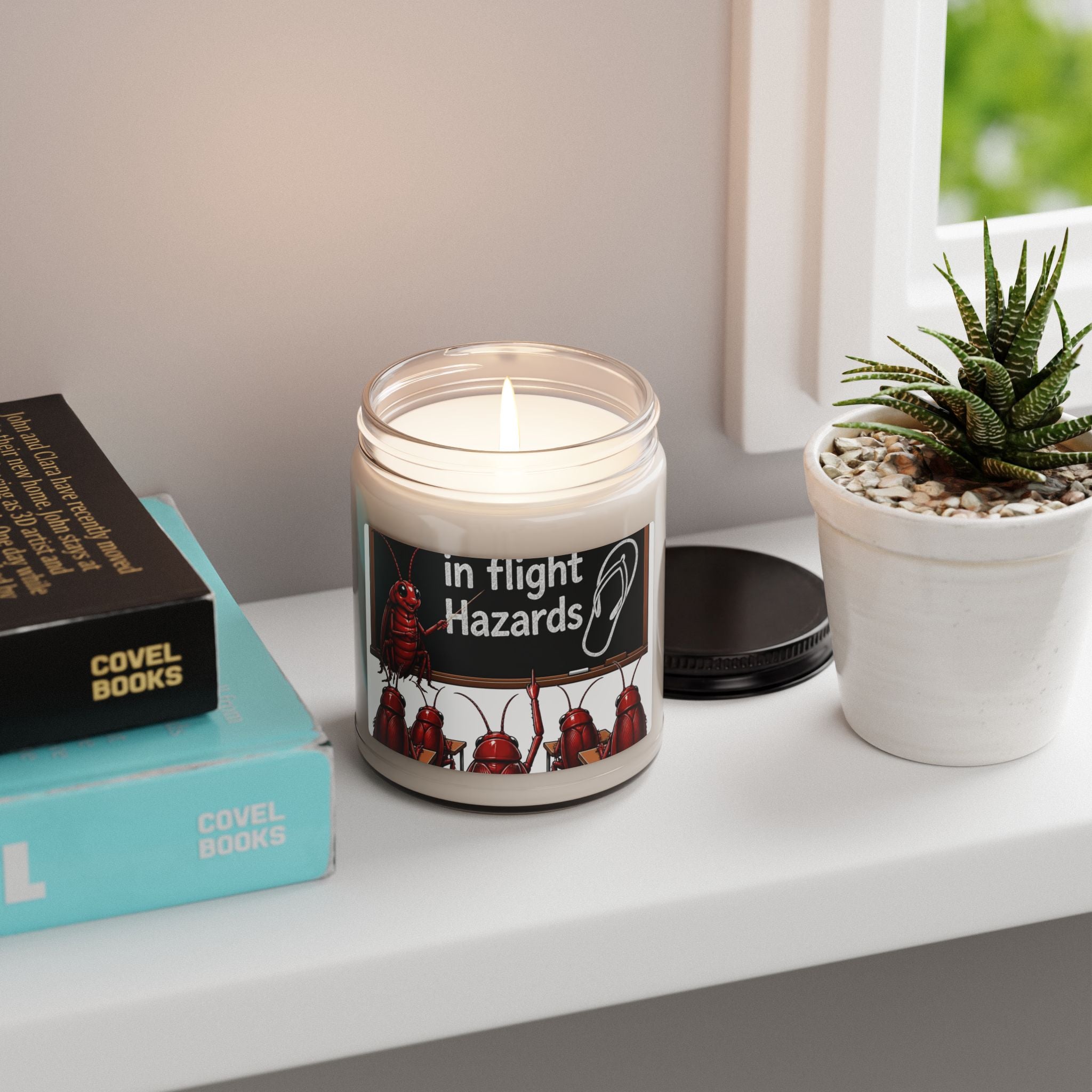 In-Flight Hazards Candle — 9oz Scented Soy Jar (Funny Travel Cockroaches)