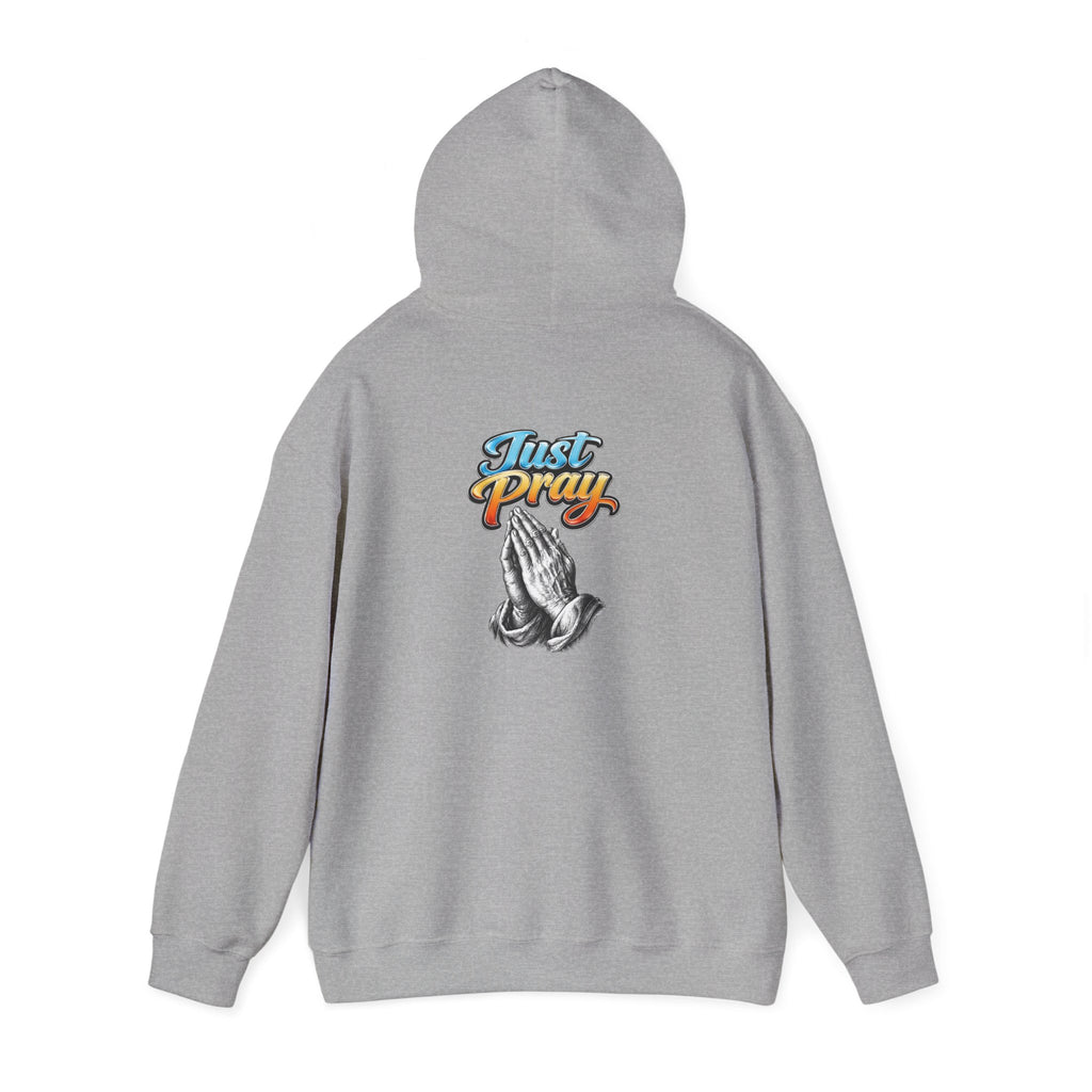 Prayer Hands Hoodie — "Just Pray" Graphic Christian Hoodie